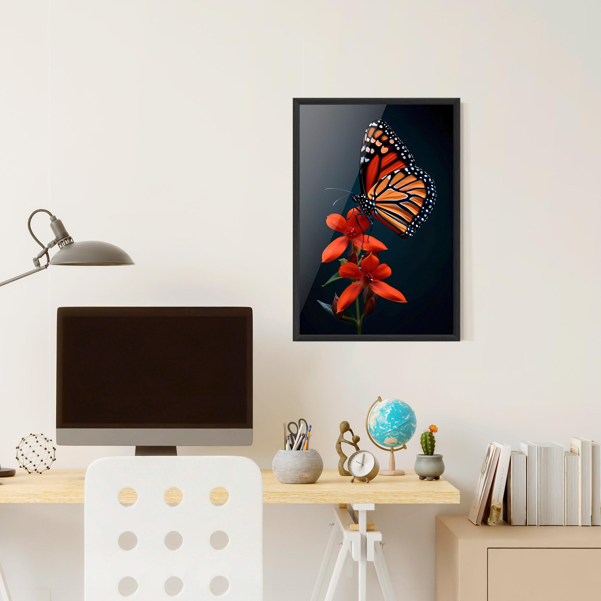 Plakat w Ramie Red Flower Butterfly mockup 6