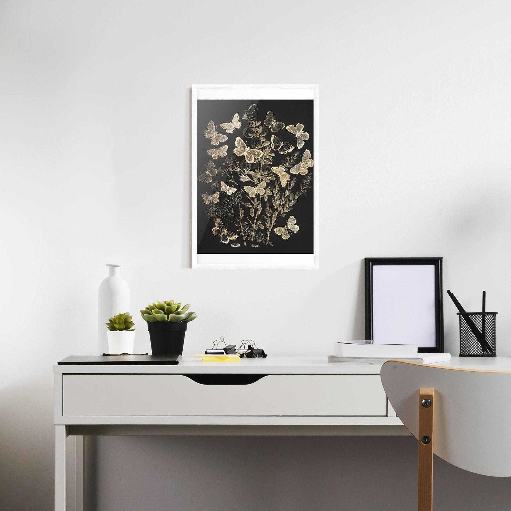 Plakat w Ramie Grey Butterflies mockup 7