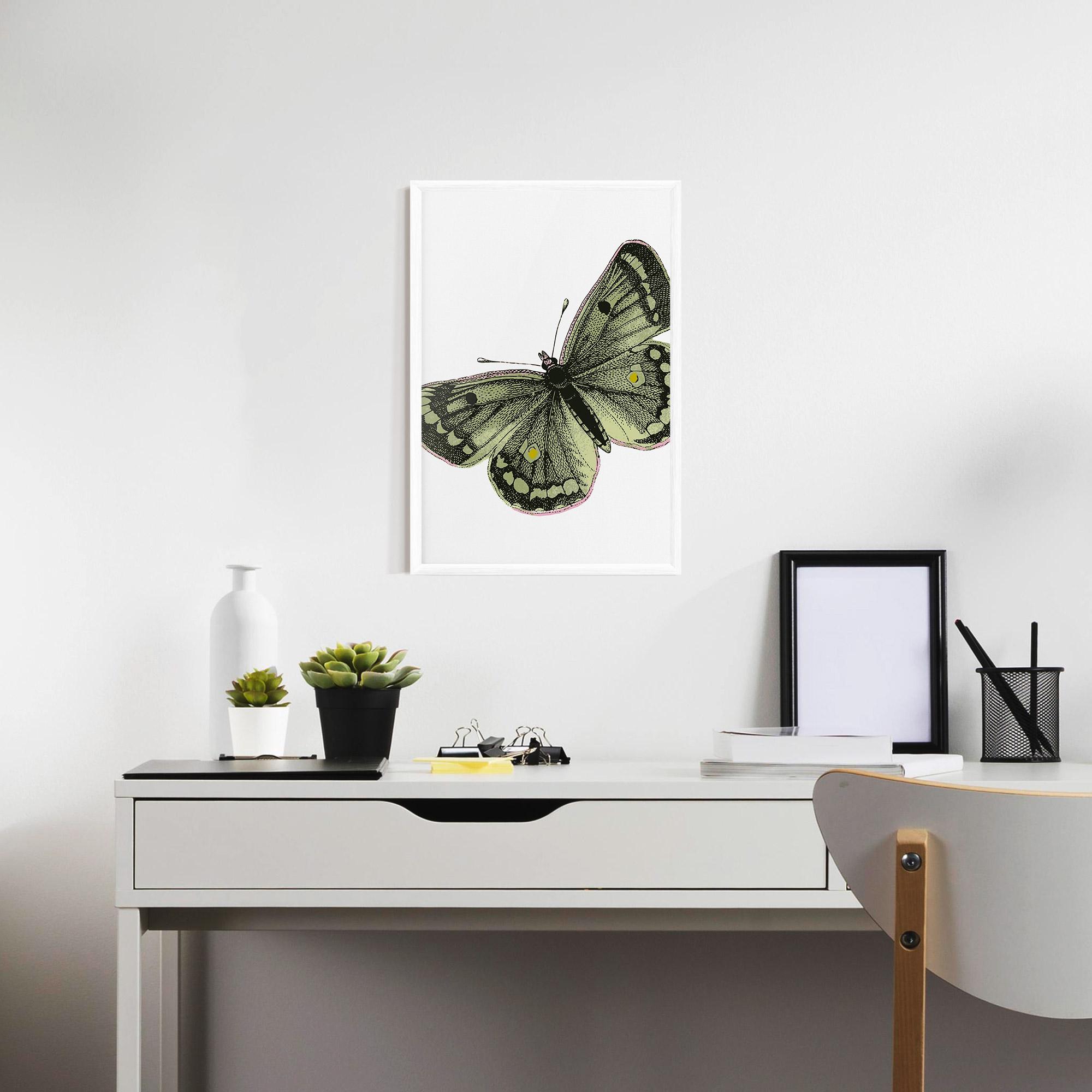 Plakat w Ramie Grey Yellow Butterfly mockup 7