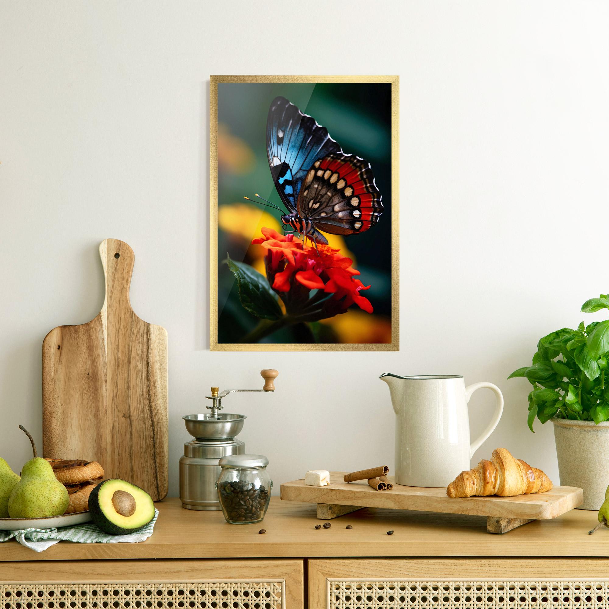 Plakat w Ramie Blue Red Butterfly mockup 8