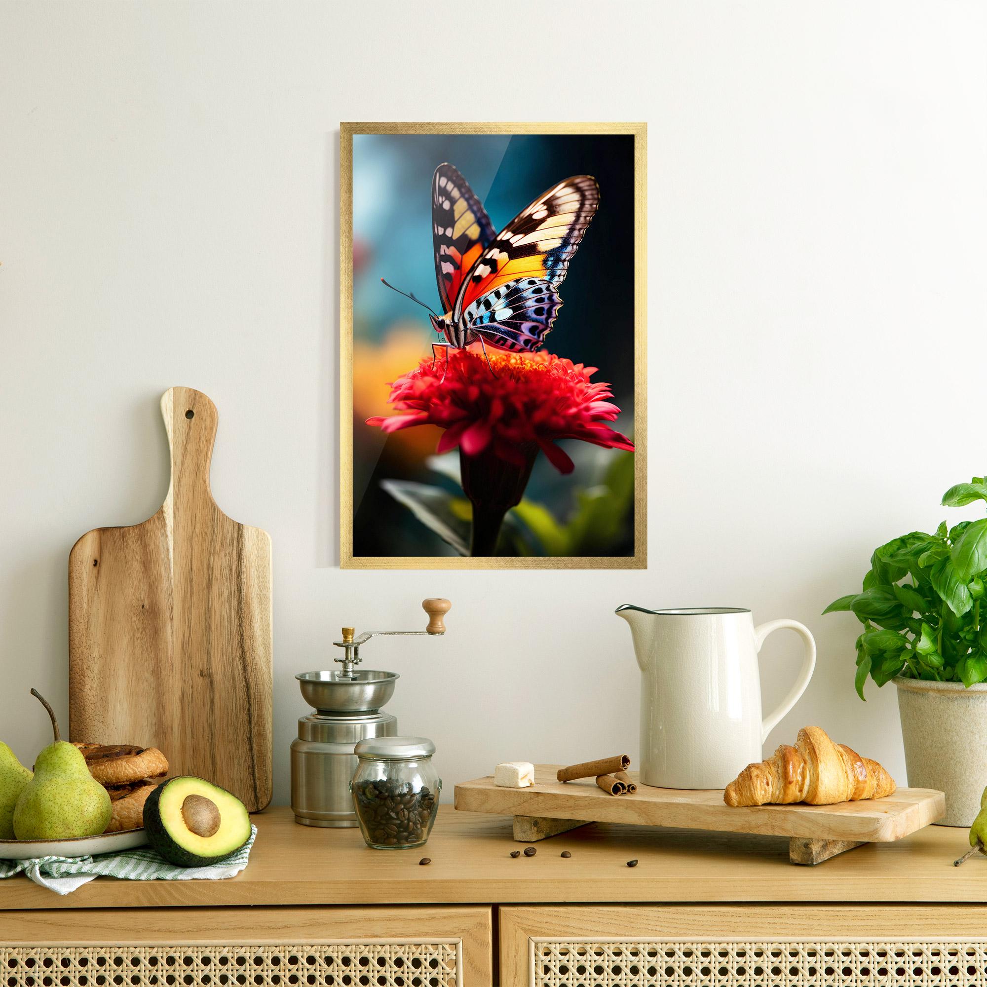 Plakat w Ramie Blue Yellow Butterfly mockup 8