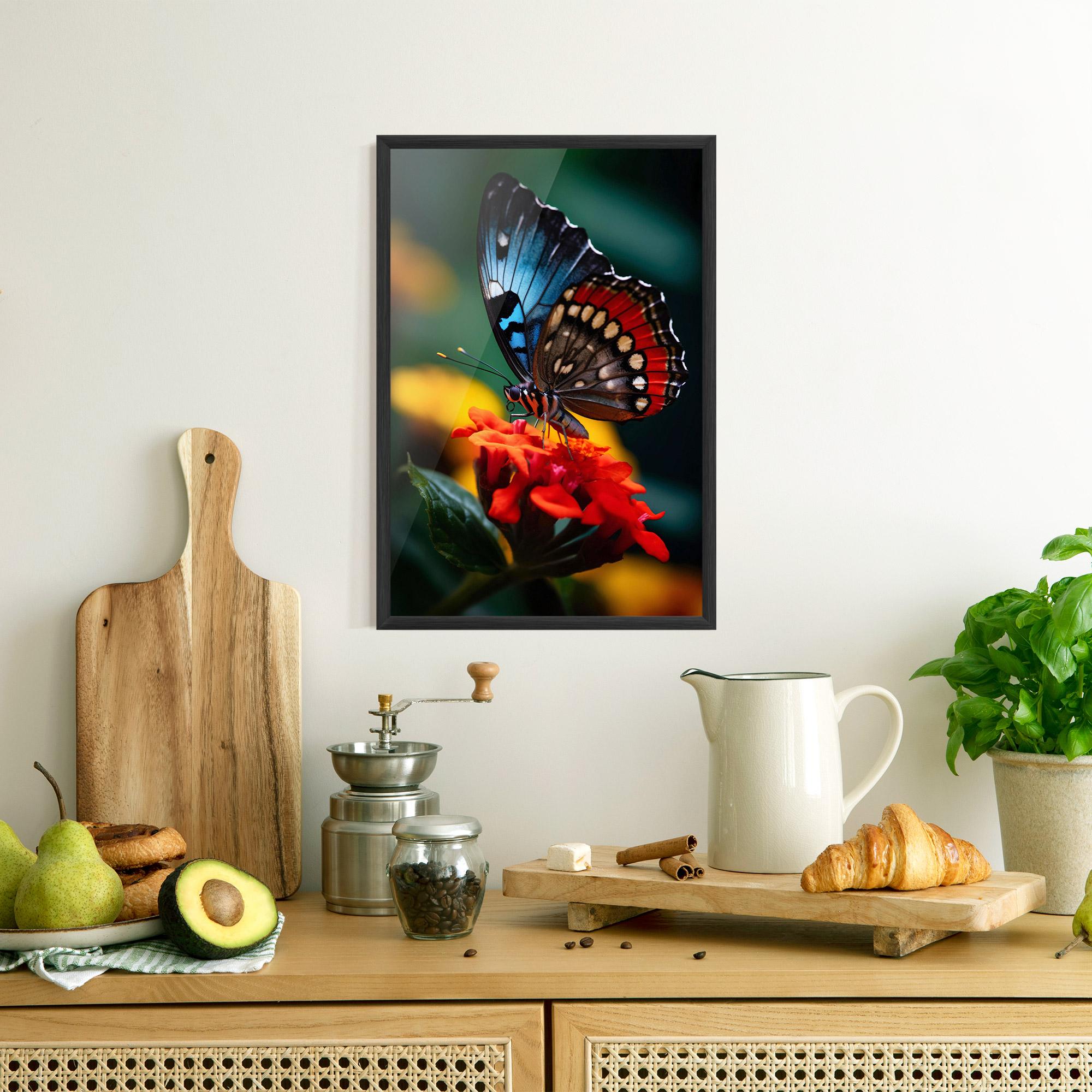 Plakat w Ramie Blue Red Butterfly mockup 8