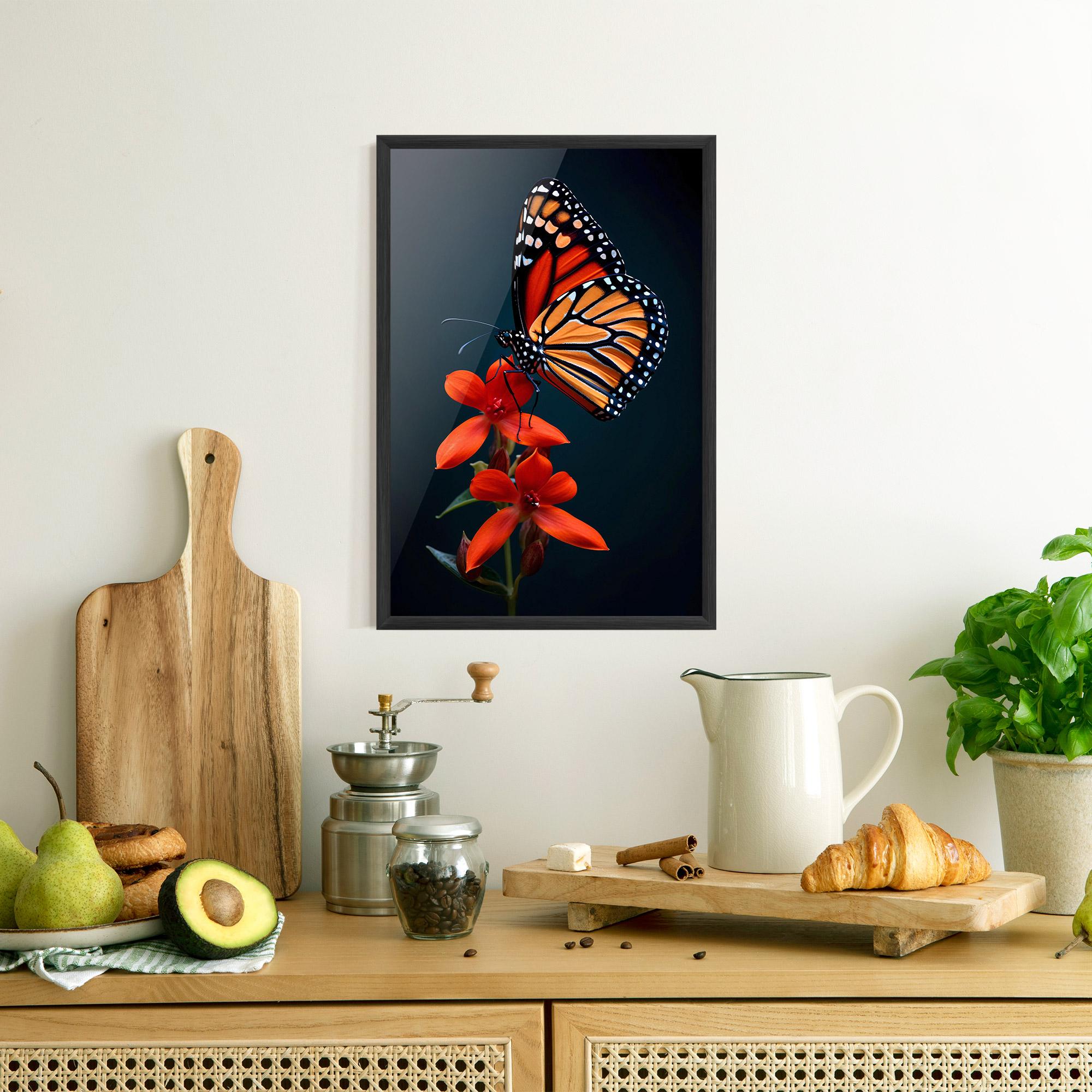 Plakat w Ramie Red Flower Butterfly mockup 8