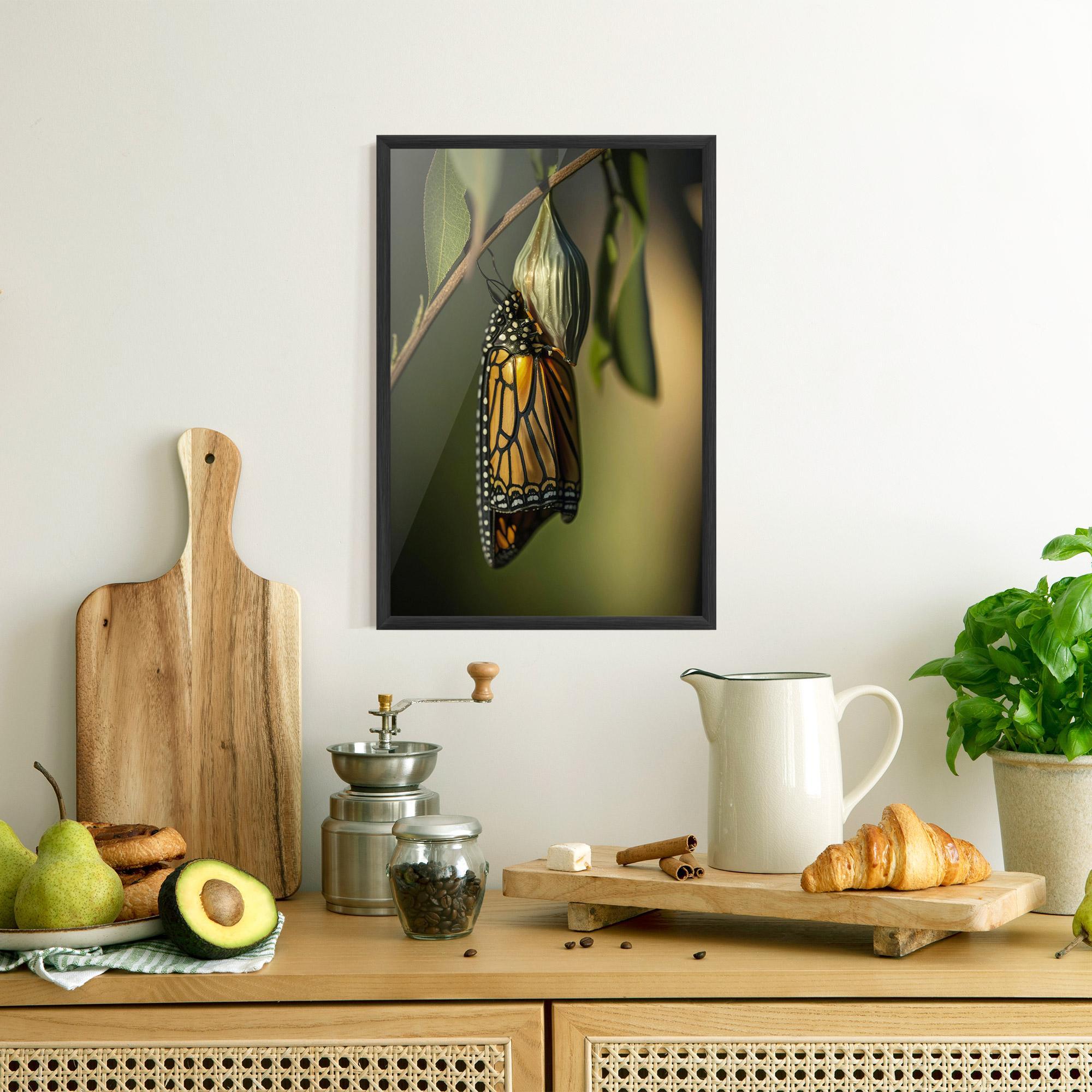 Plakat w Ramie Yellow Black Butterfly mockup 8