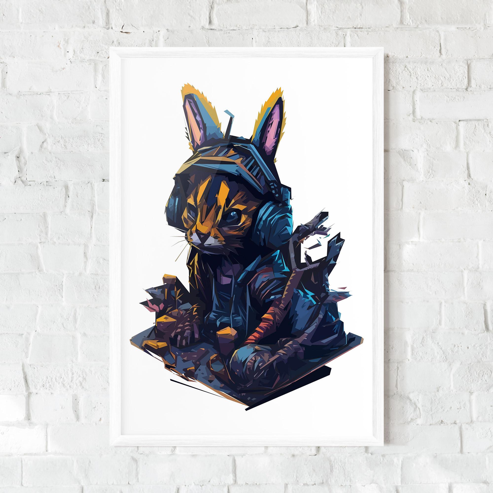 Plakat w Ramie Orange Rabbit Headset mockup 0