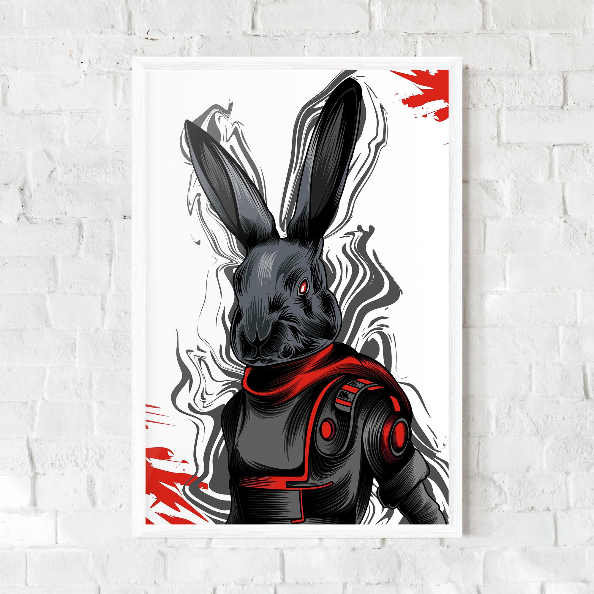 Plakat w Ramie Red Robot Bunny mockup 0