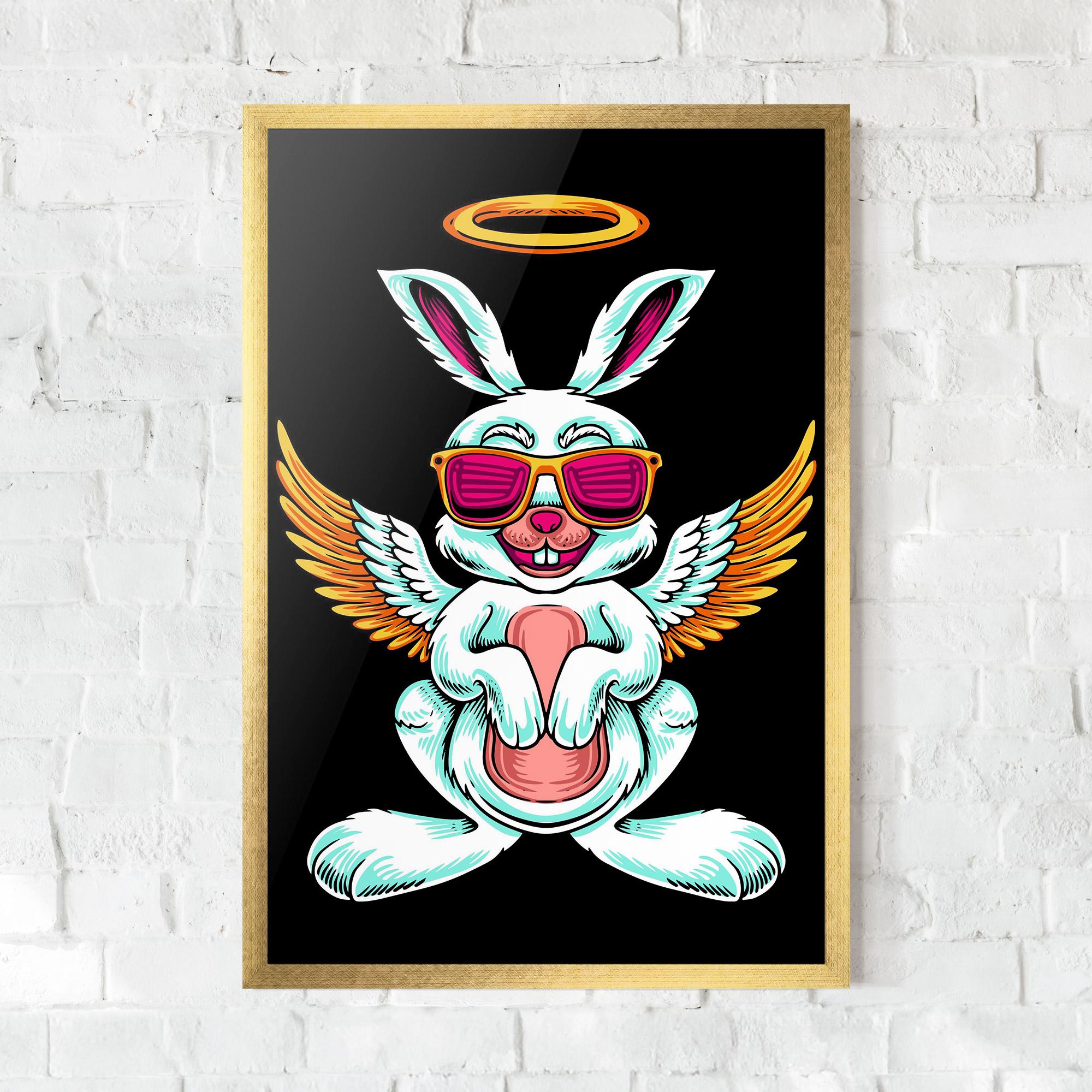 Plakat w Ramie Angel Cool Bunny mockup 0