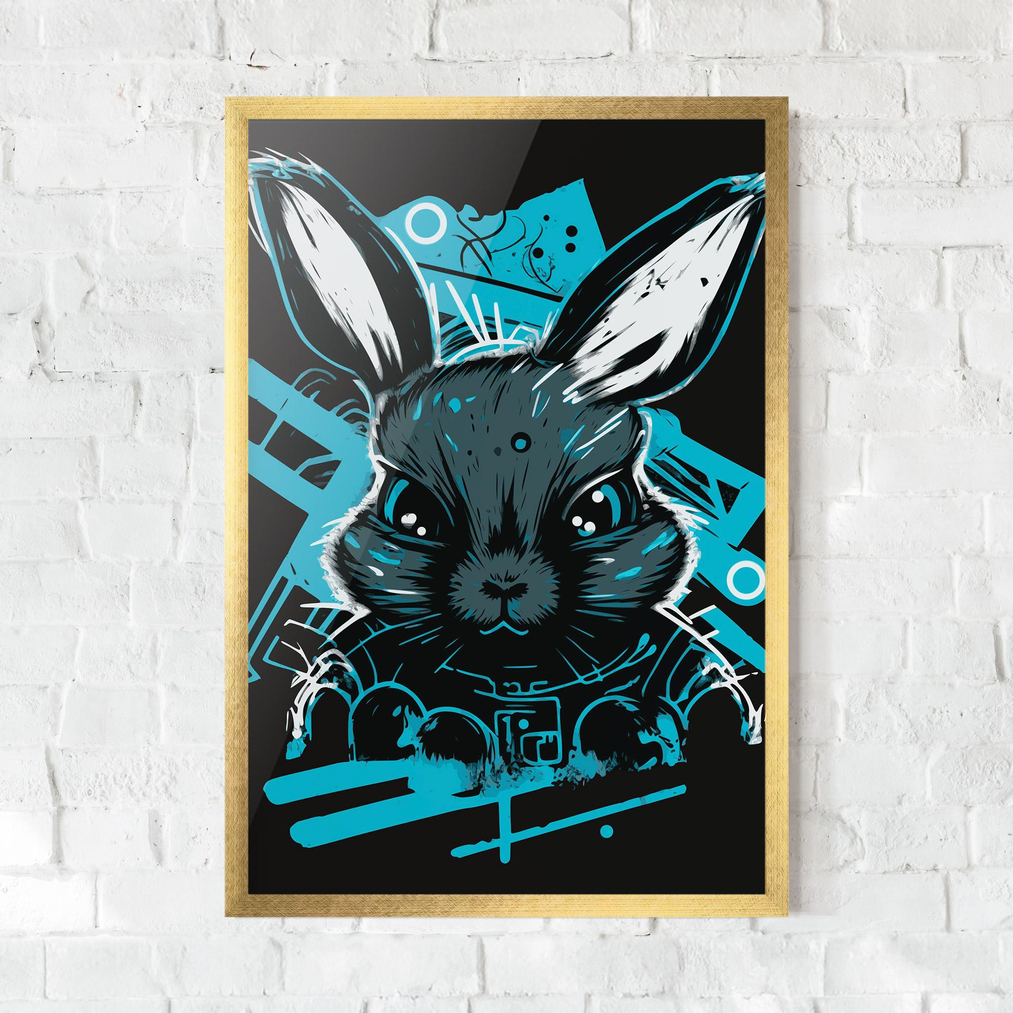 Plakat w Ramie Grey Blue Bunny mockup 0