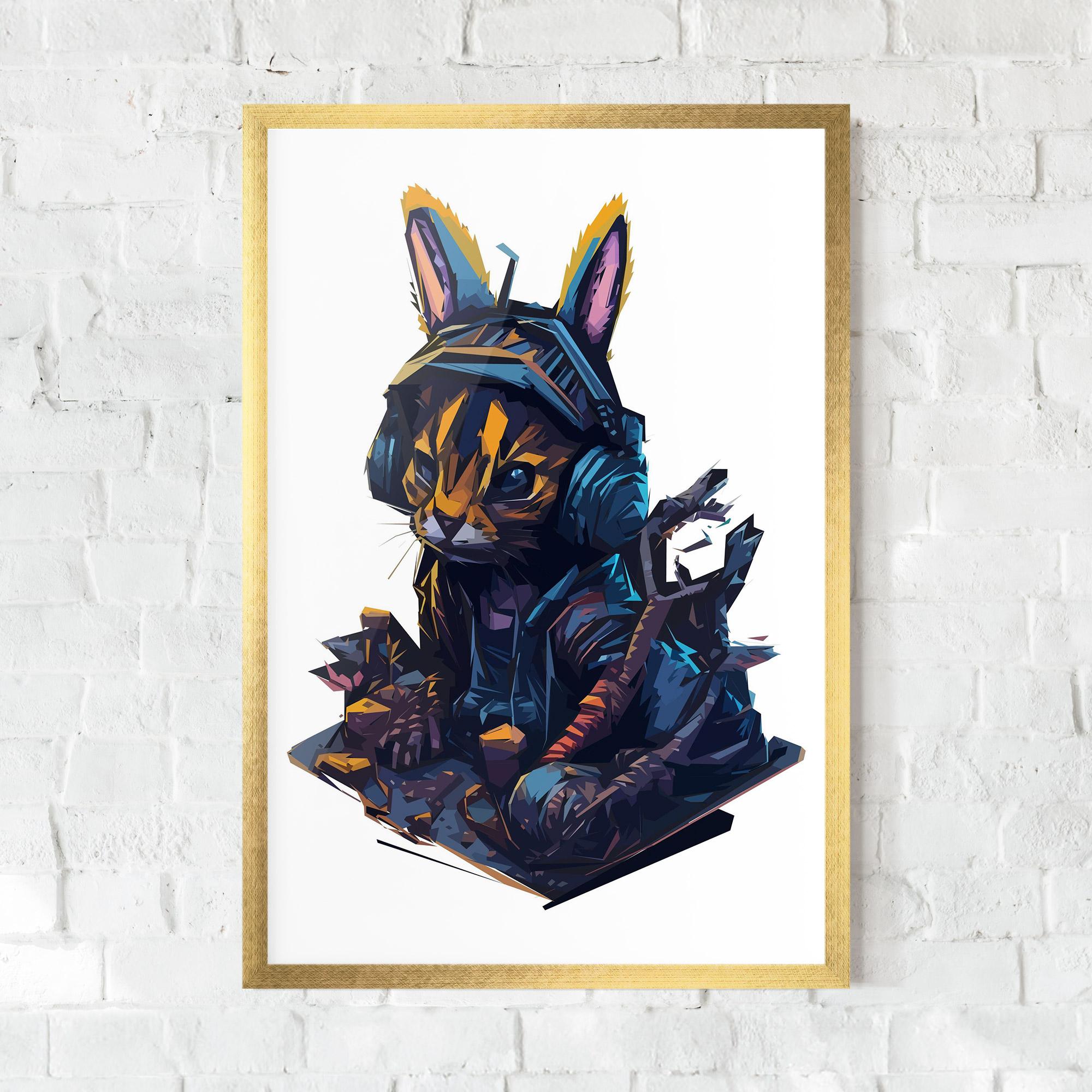 Plakat w Ramie Orange Rabbit Headset mockup 0