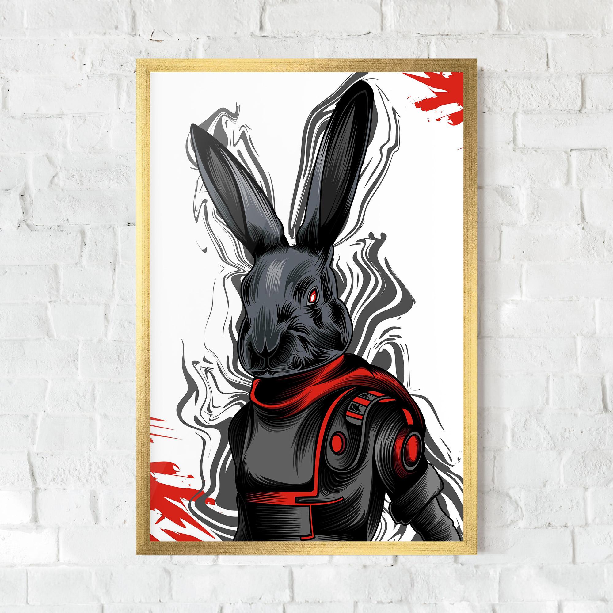 Plakat w Ramie Red Robot Bunny mockup 0