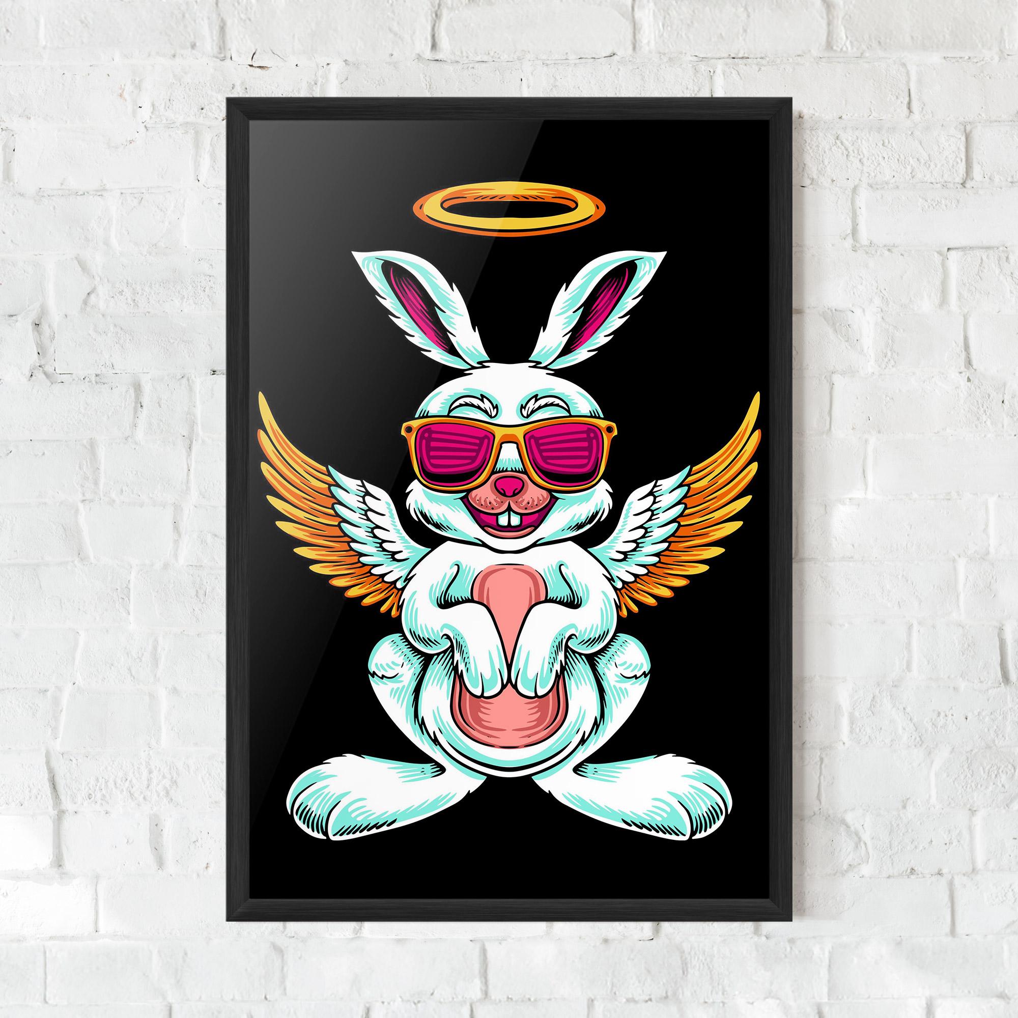 Plakat w Ramie Angel Cool Bunny mockup 0