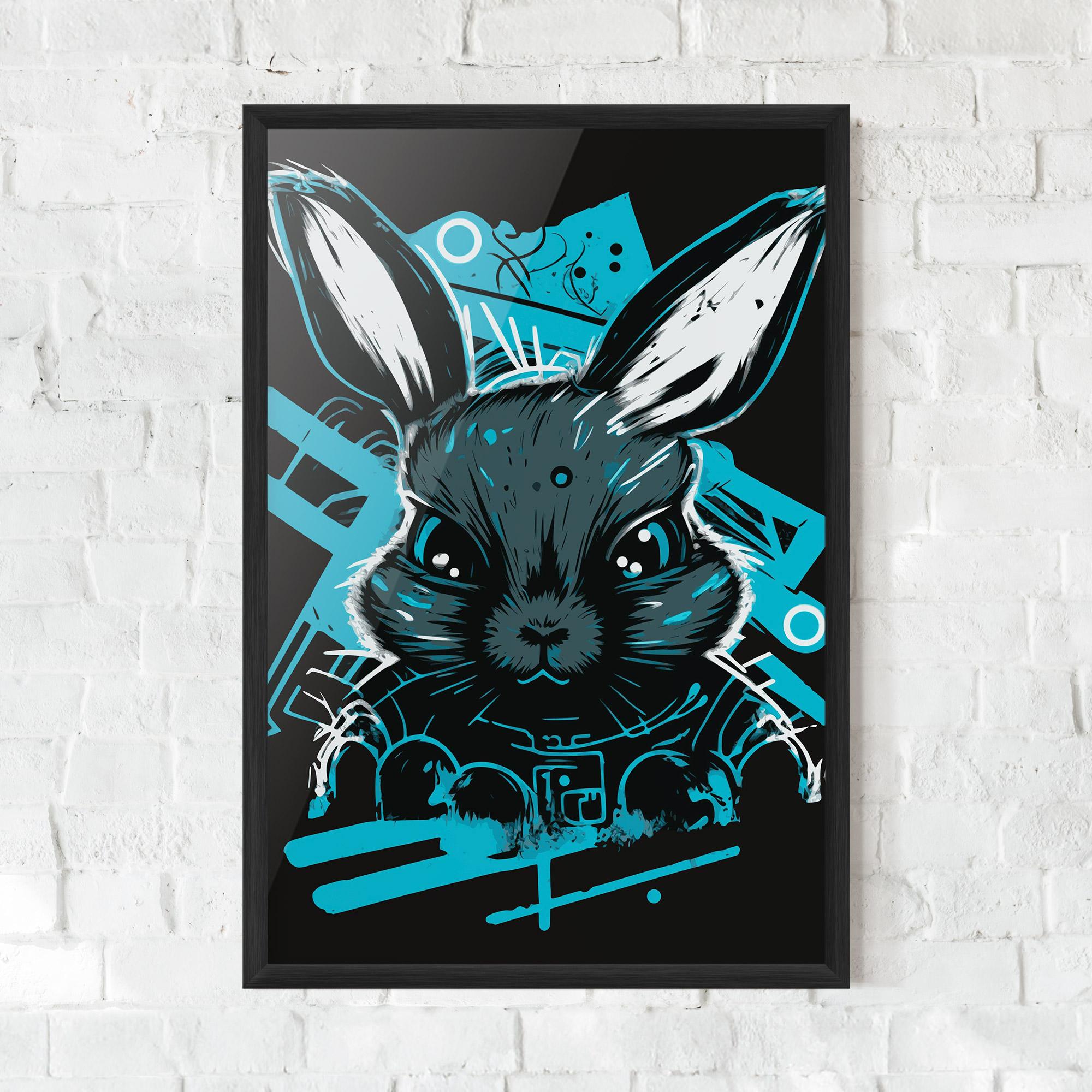 Plakat w Ramie Grey Blue Bunny mockup 0