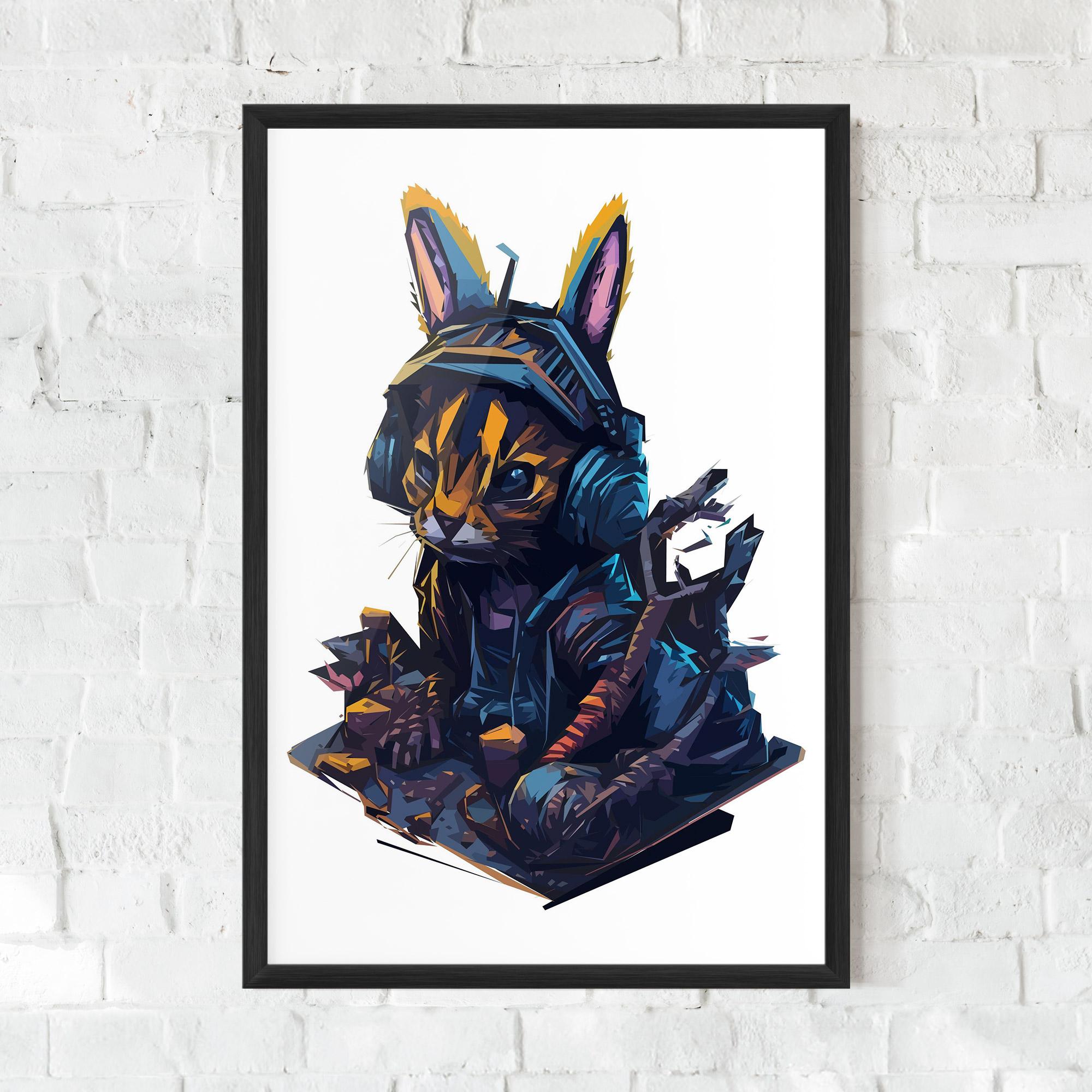 Plakat w Ramie Orange Rabbit Headset mockup 0