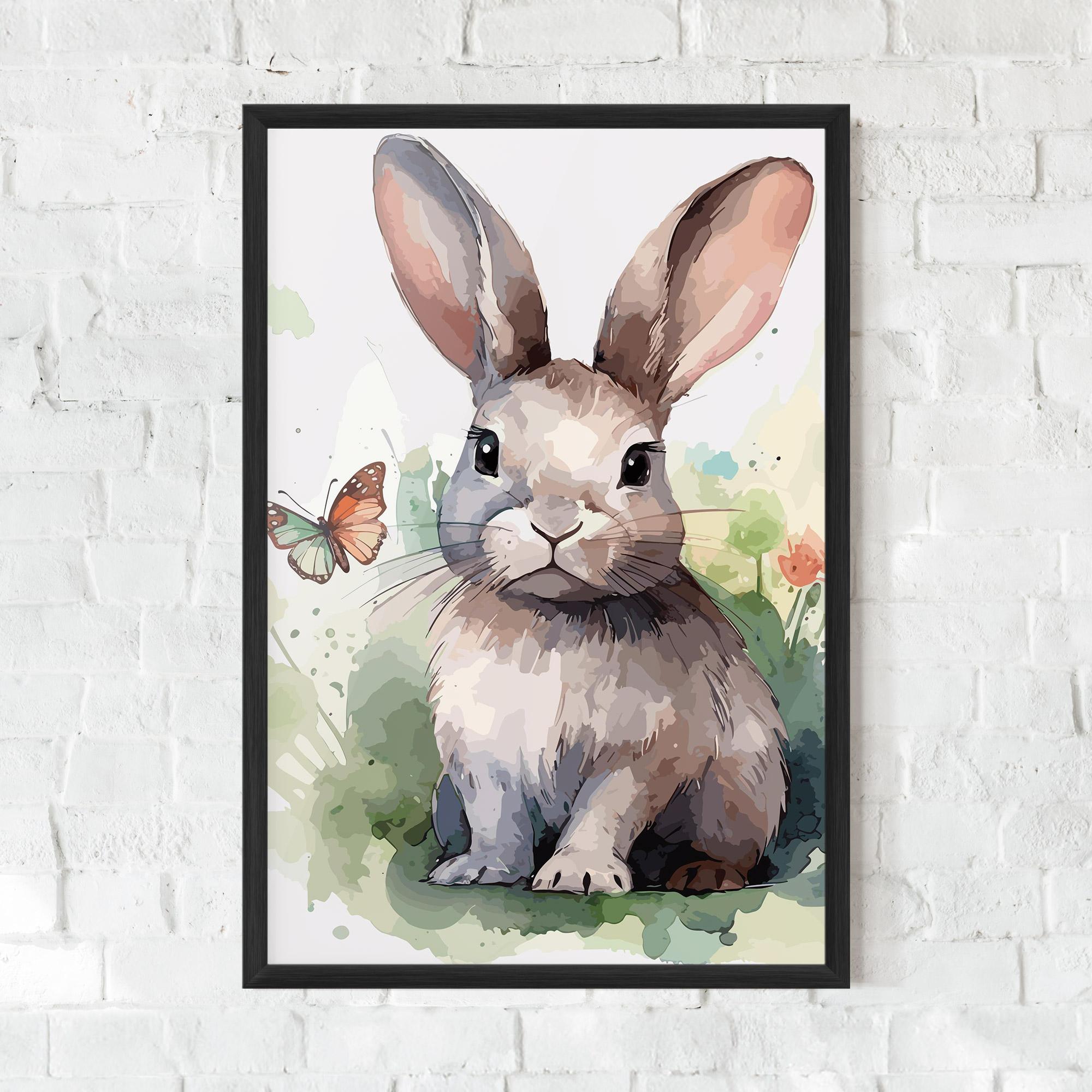 Plakat w Ramie Pretty Bunny Art mockup 0