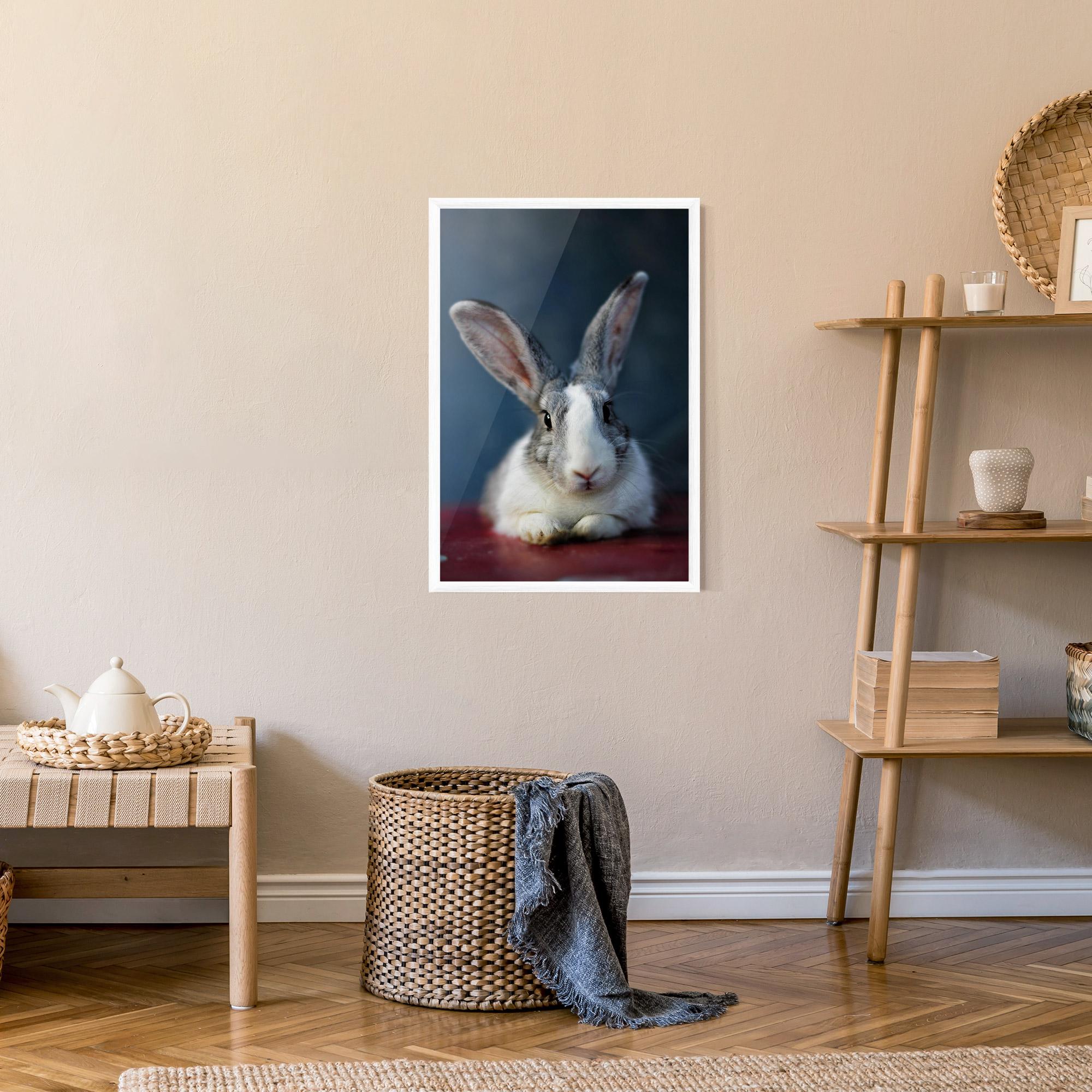 Plakat w Ramie Cute Grey Bunny mockup 9
