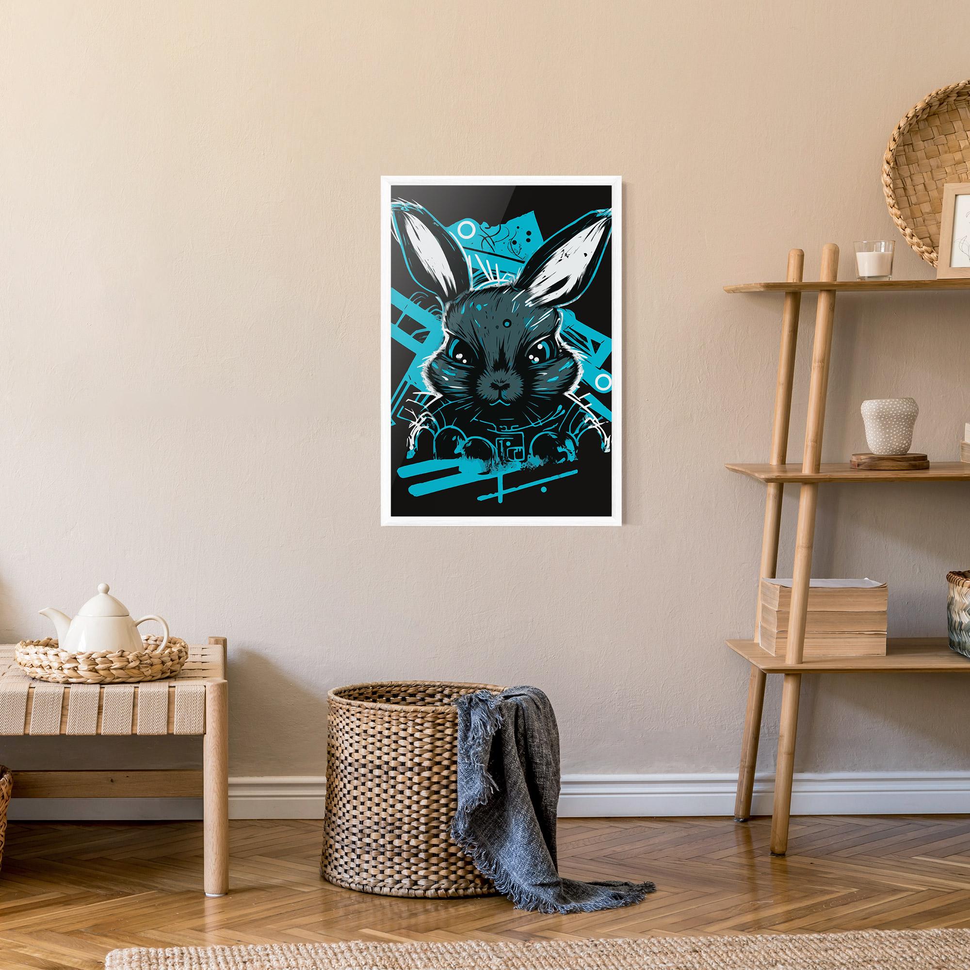 Plakat w Ramie Grey Blue Bunny mockup 9