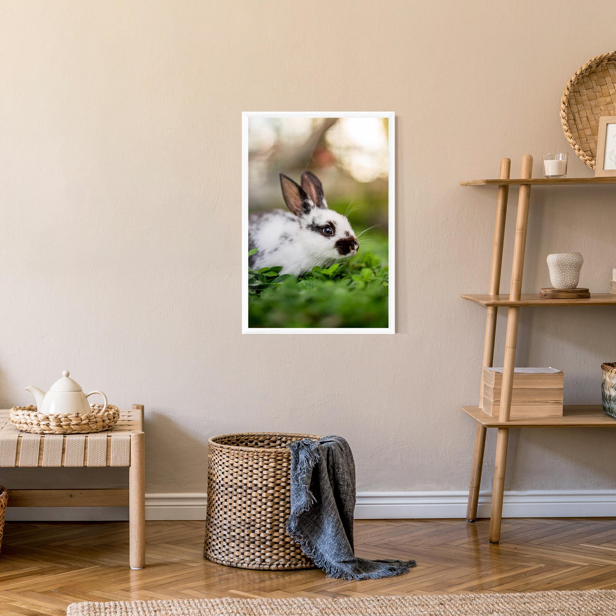 Plakat w Ramie White Black Bunny mockup 9