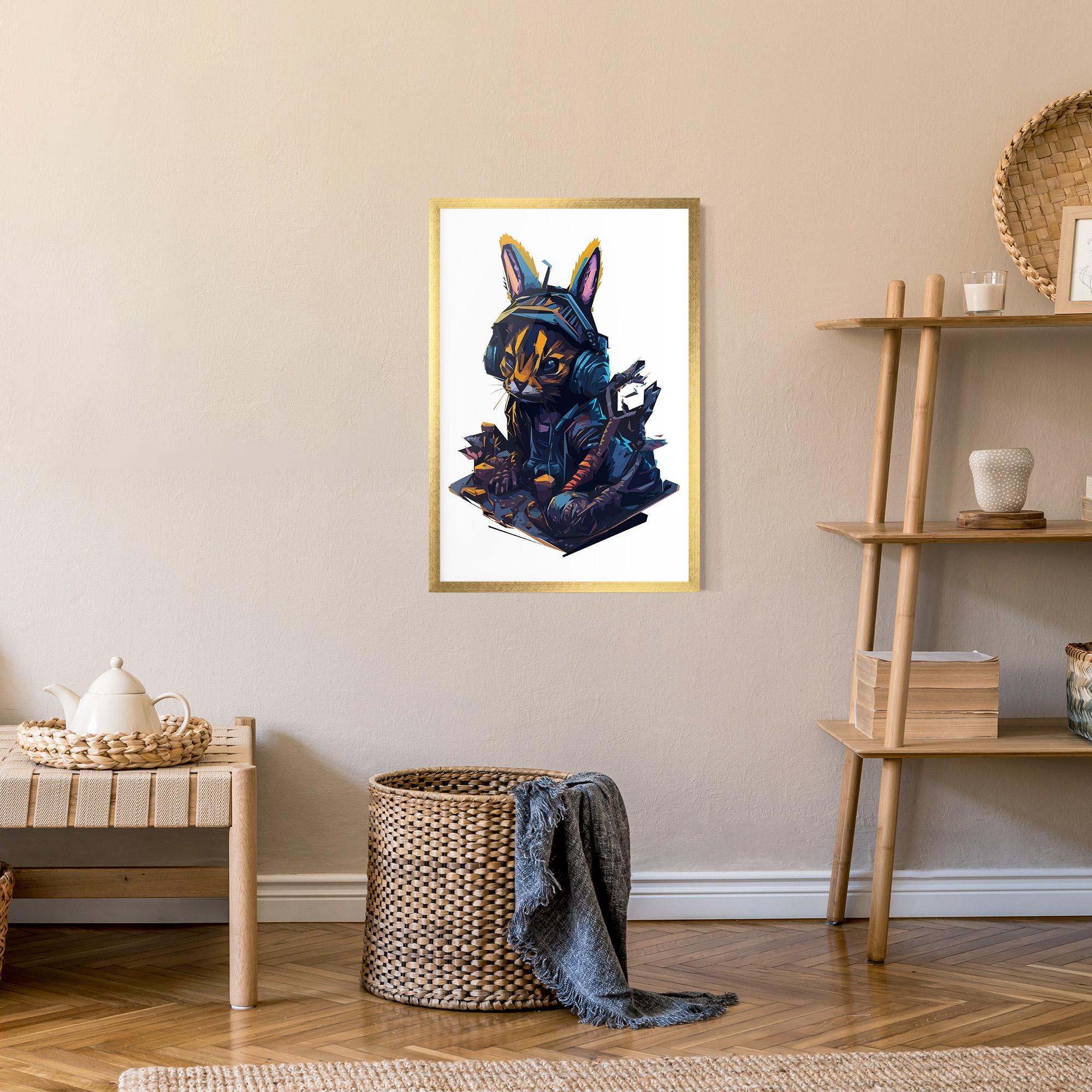 Plakat w Ramie Orange Rabbit Headset mockup 9