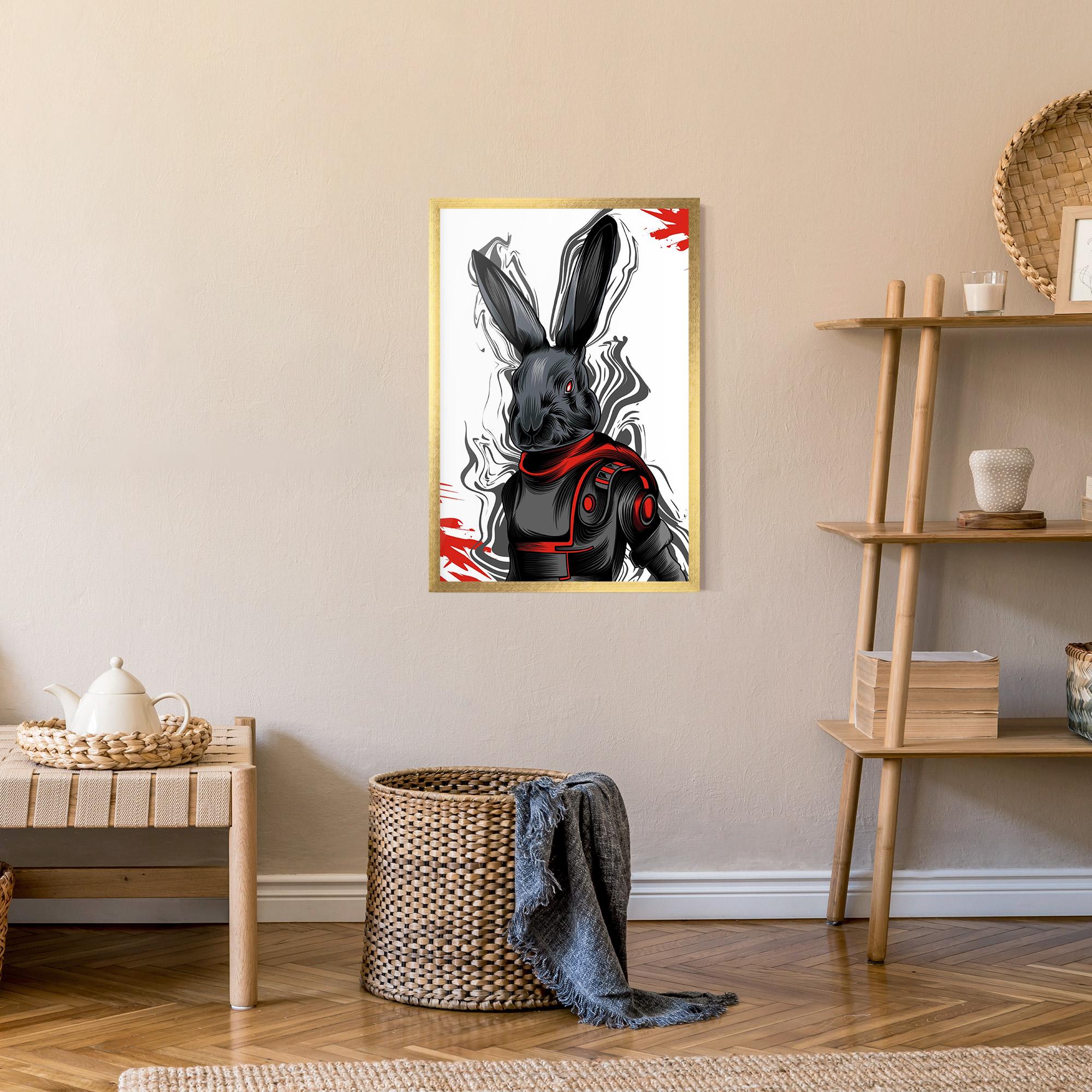 Plakat w Ramie Red Robot Bunny mockup 9