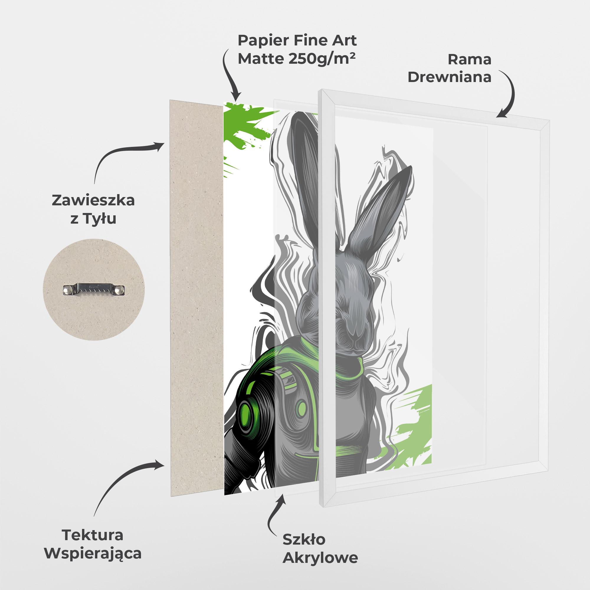 Plakat w Ramie Cyborg Green Bunny mockup 1