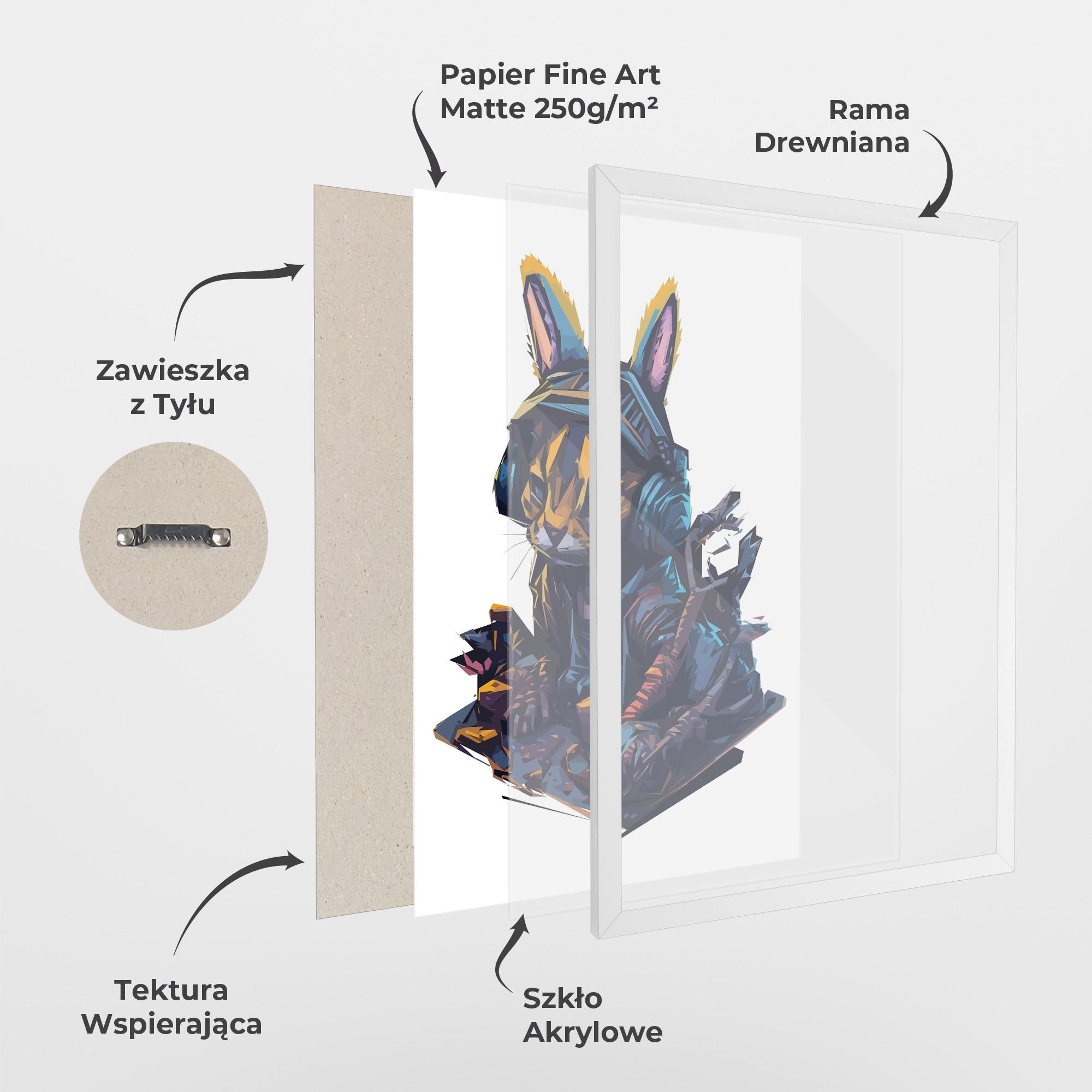 Plakat w Ramie Orange Rabbit Headset mockup 1