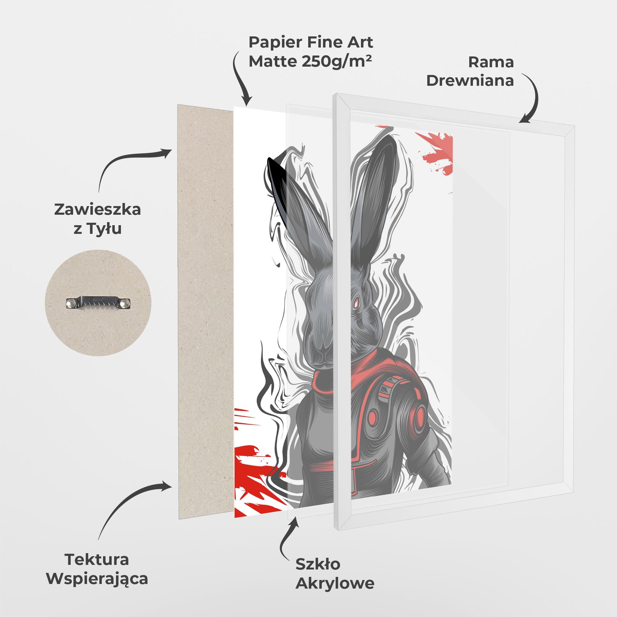 Plakat w Ramie Red Robot Bunny mockup 1