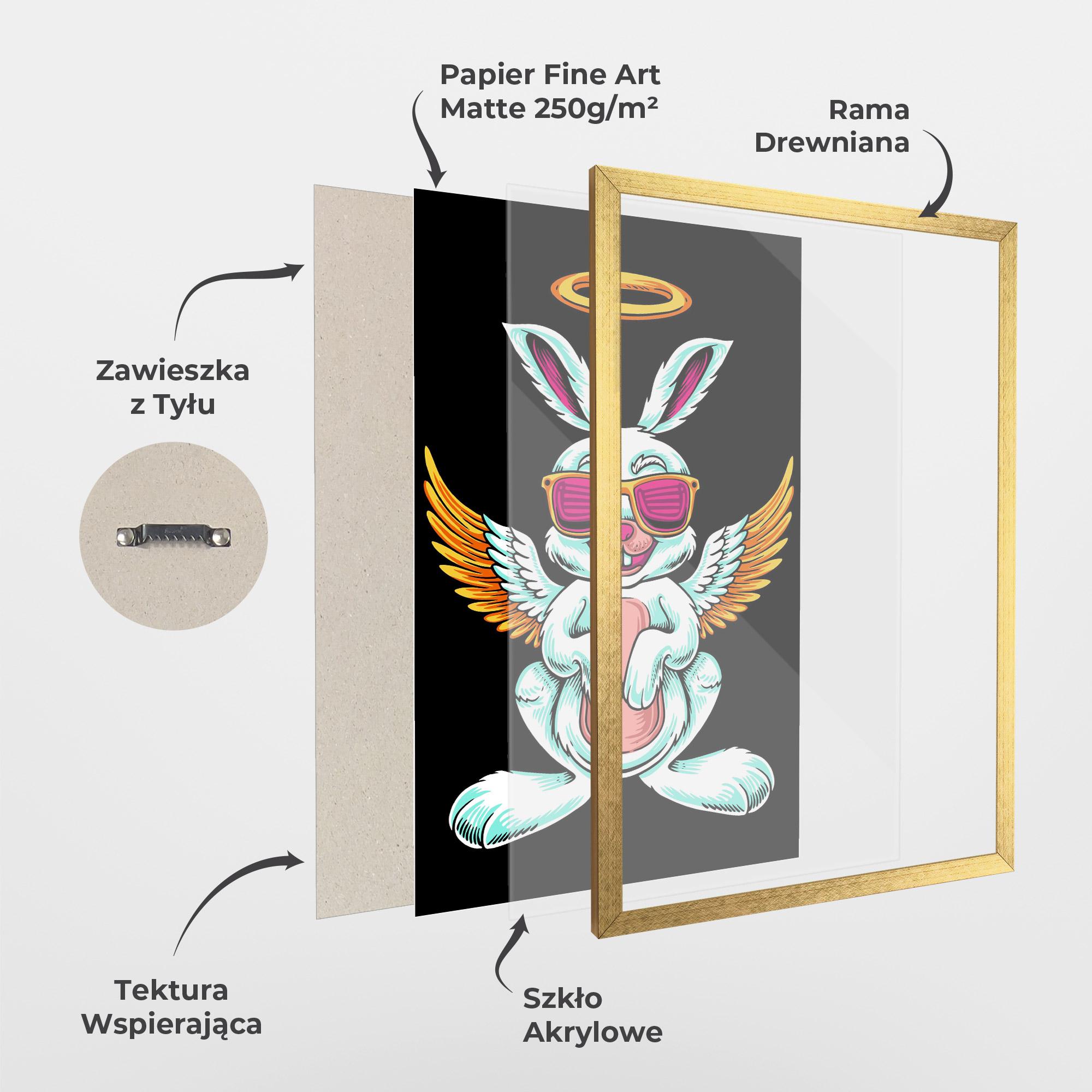 Plakat w Ramie Angel Cool Bunny mockup 1