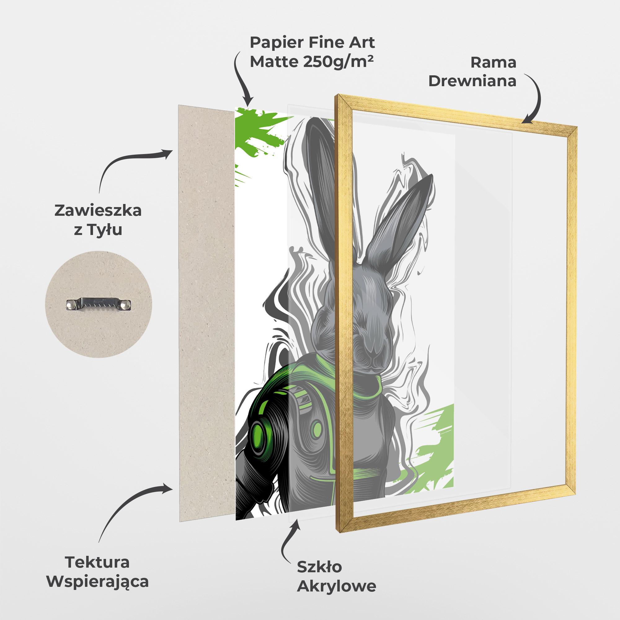 Plakat w Ramie Cyborg Green Bunny mockup 1