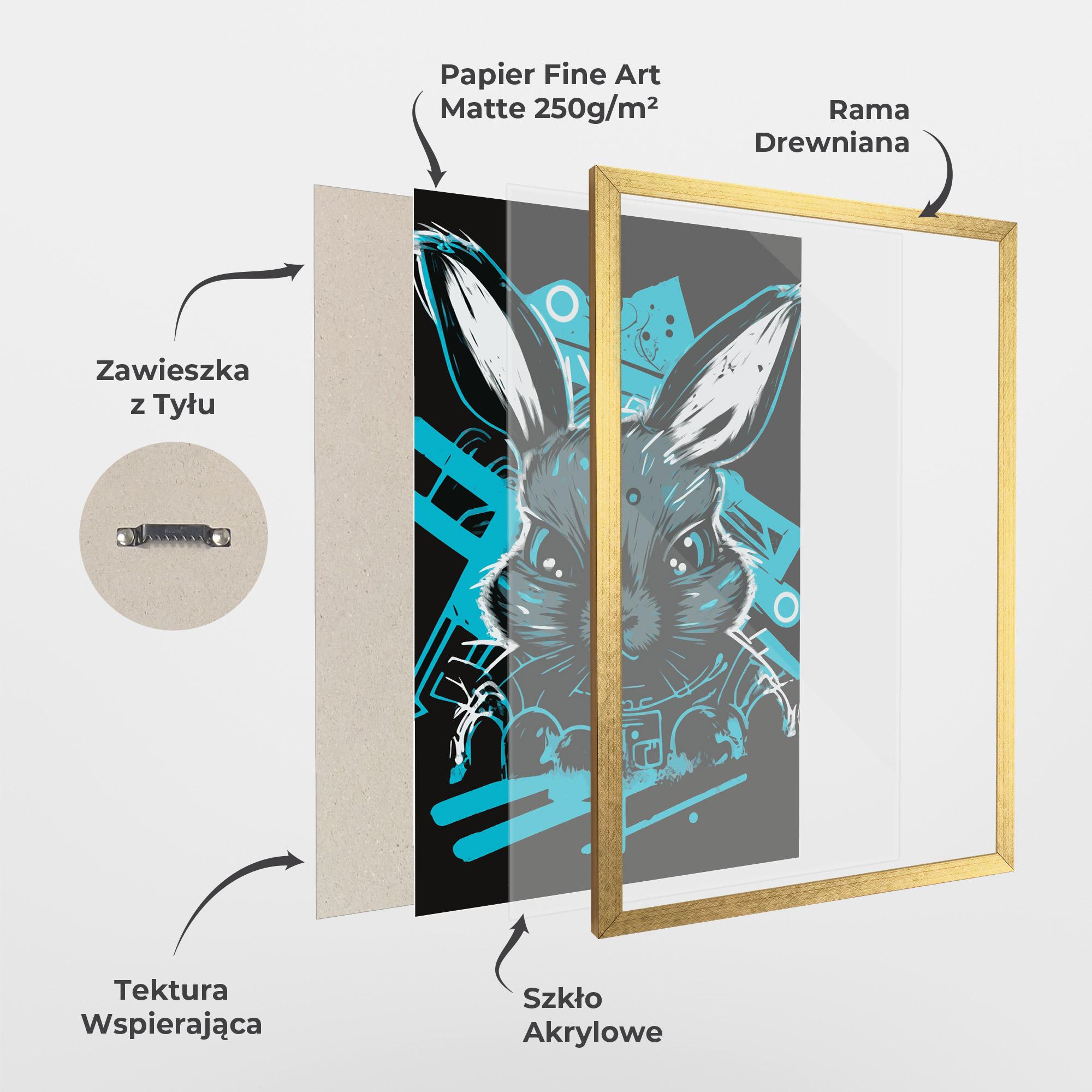 Plakat w Ramie Grey Blue Bunny mockup 1