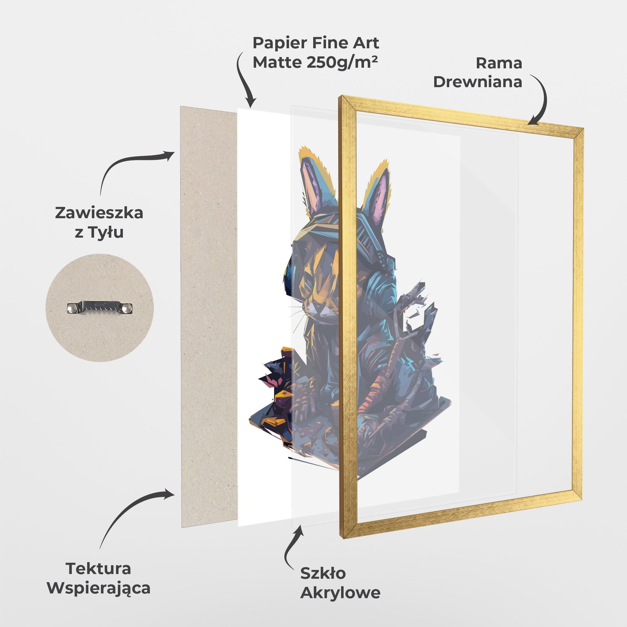 Plakat w Ramie Orange Rabbit Headset mockup 1