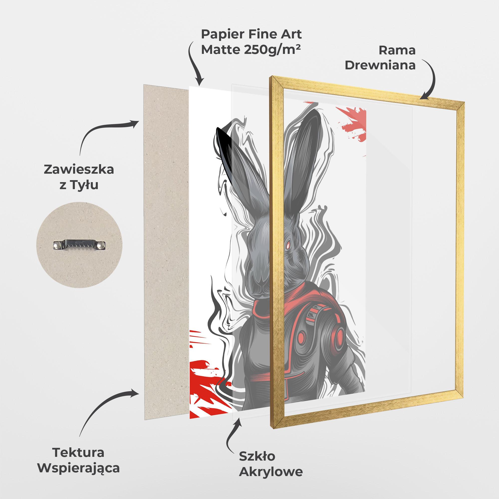 Plakat w Ramie Red Robot Bunny mockup 1