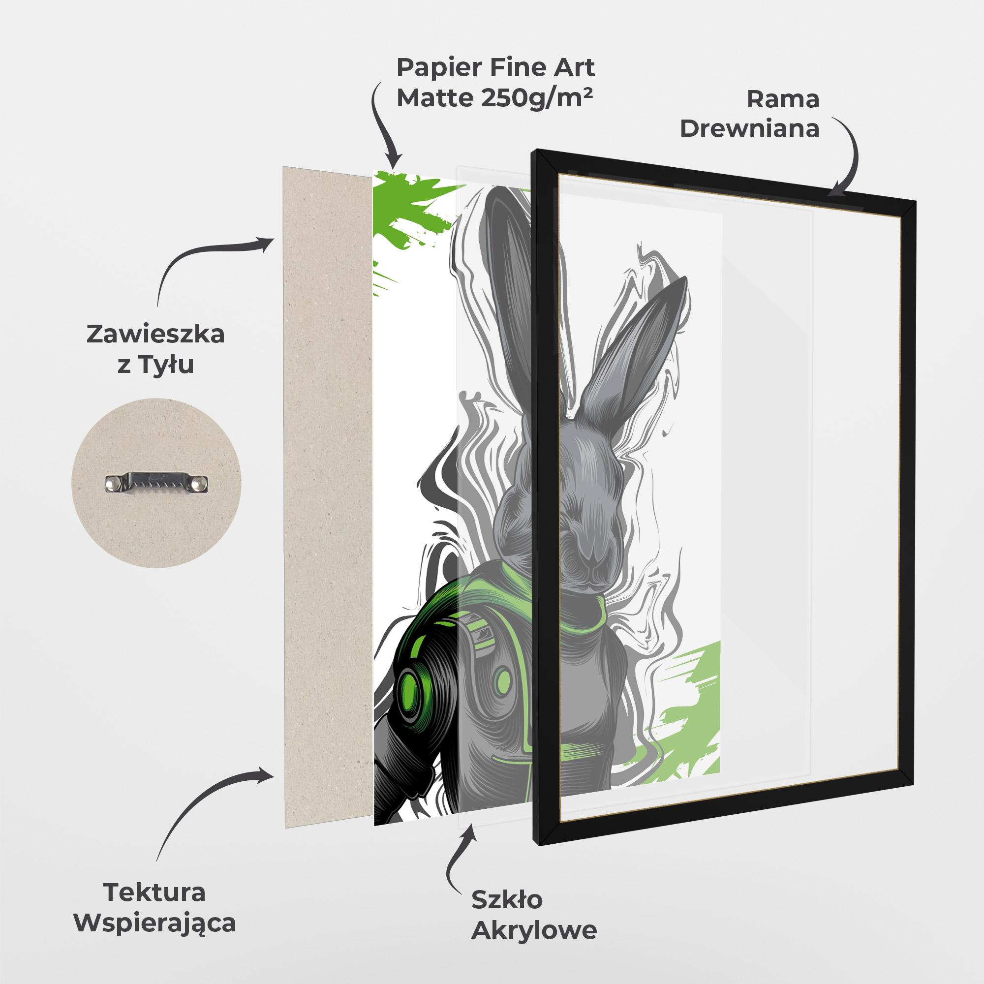 Plakat w Ramie Cyborg Green Bunny mockup 1