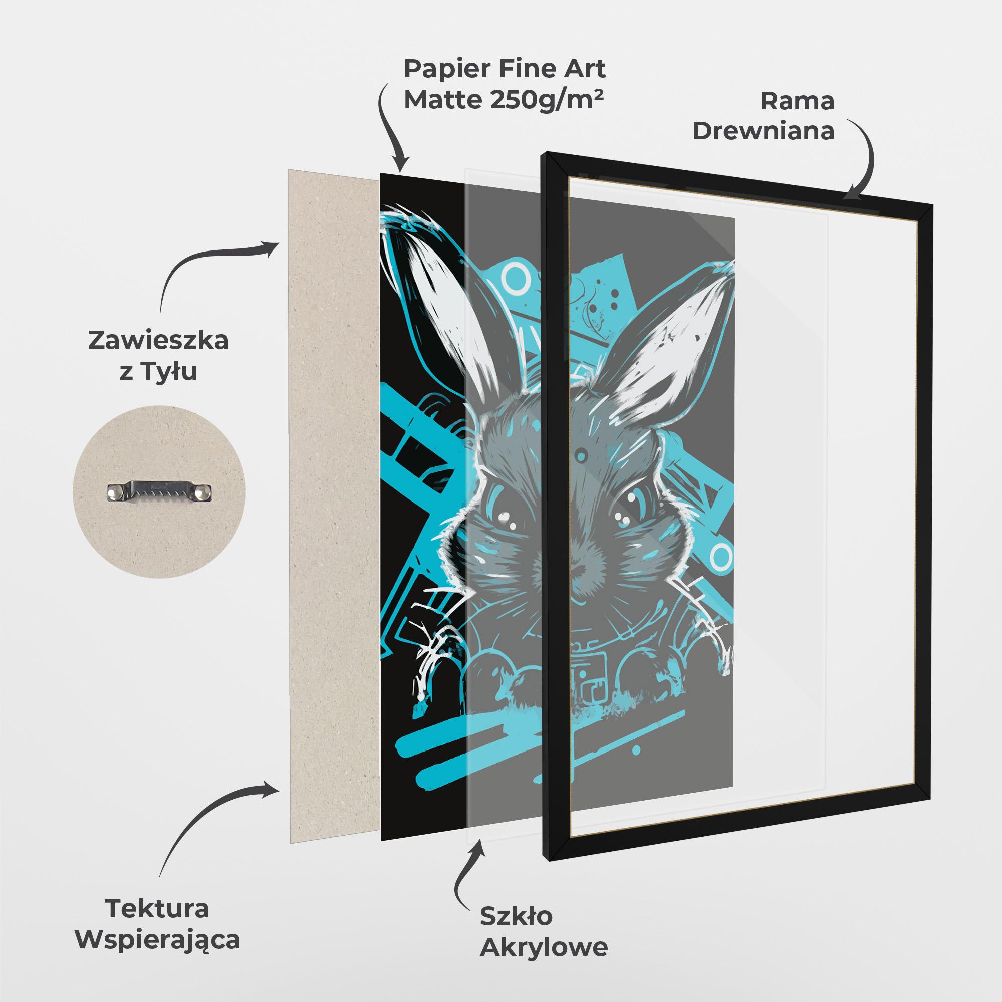 Plakat w Ramie Grey Blue Bunny mockup 1
