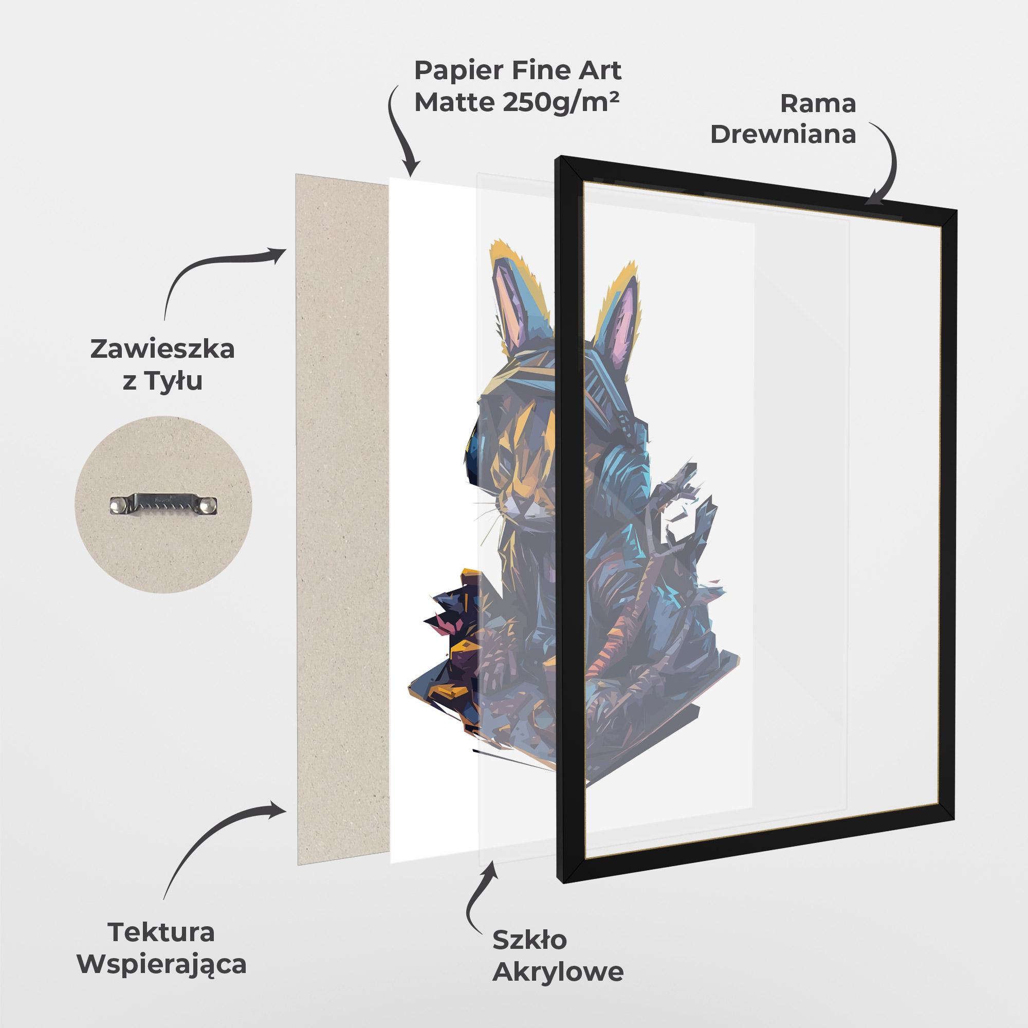 Plakat w Ramie Orange Rabbit Headset mockup 1