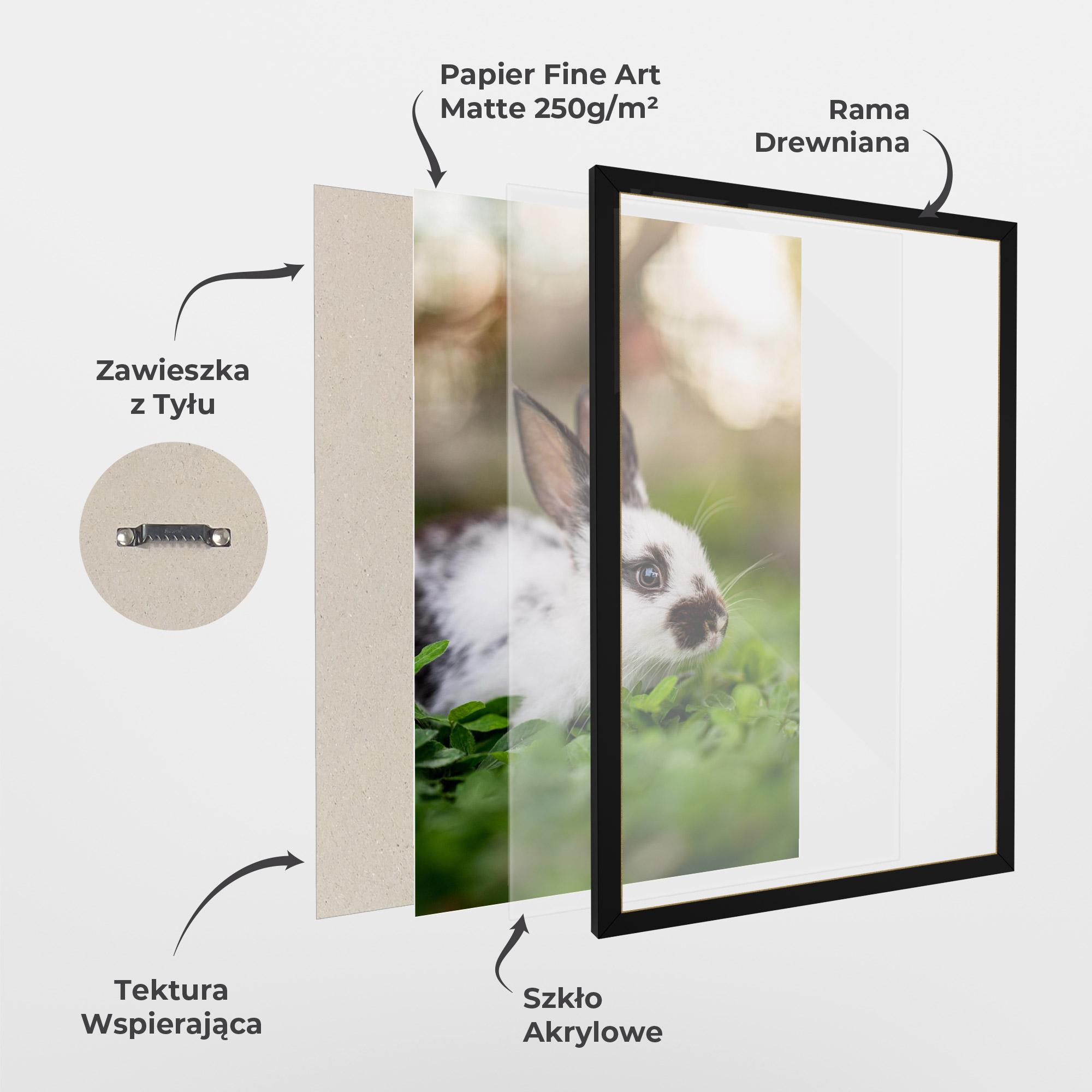 Plakat w Ramie White Black Bunny mockup 1