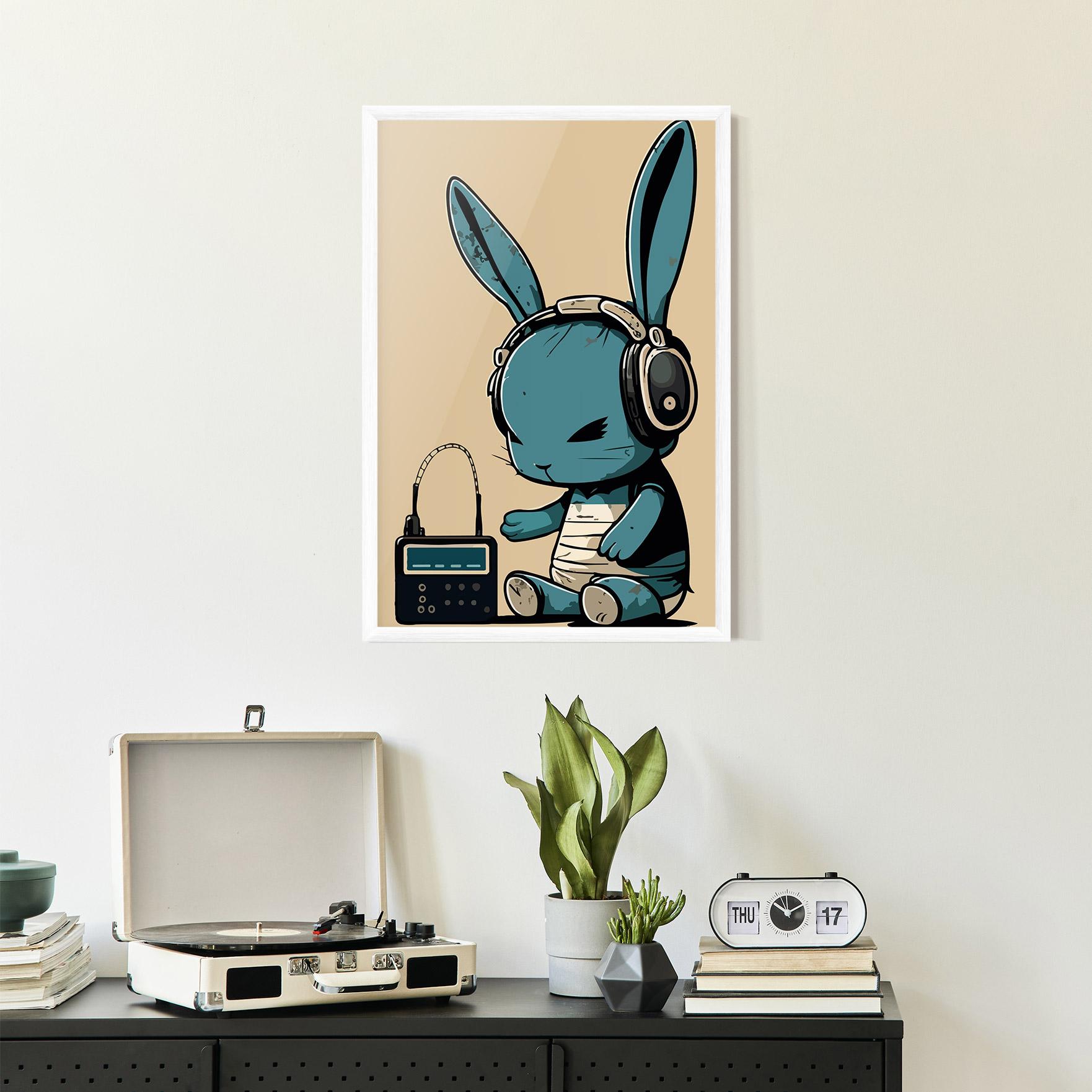 Plakat w Ramie Blue Baby Bunny mockup 2