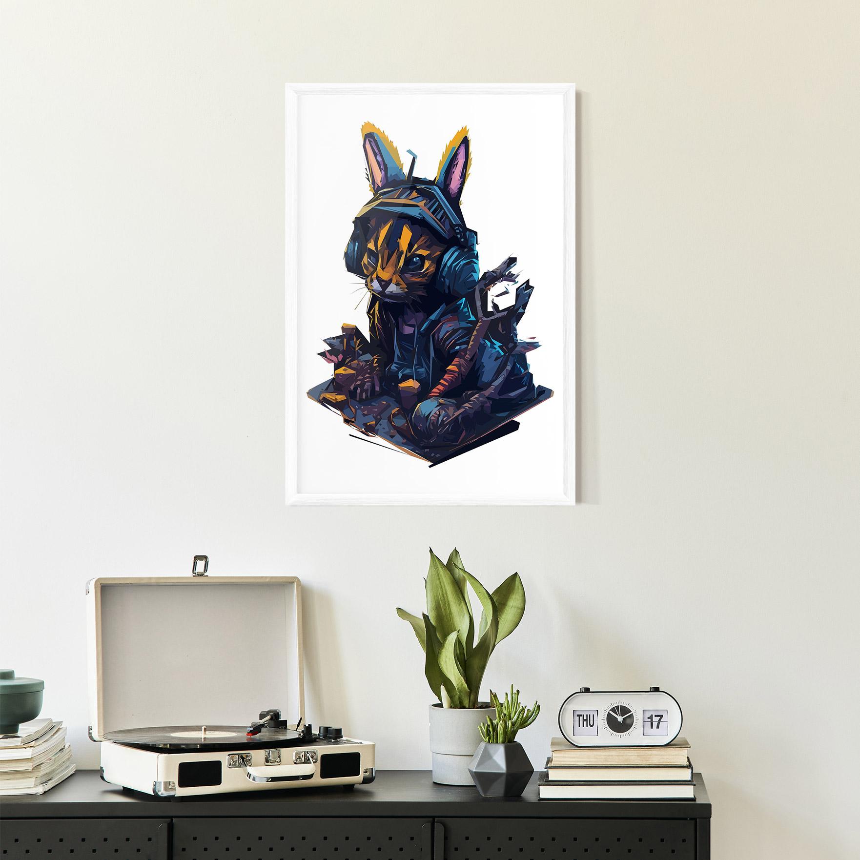 Plakat w Ramie Orange Rabbit Headset mockup 2