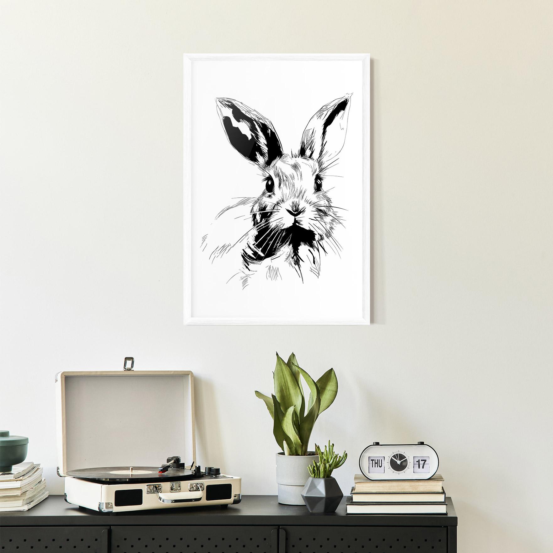 Plakat w Ramie Rabbit Looking mockup 2