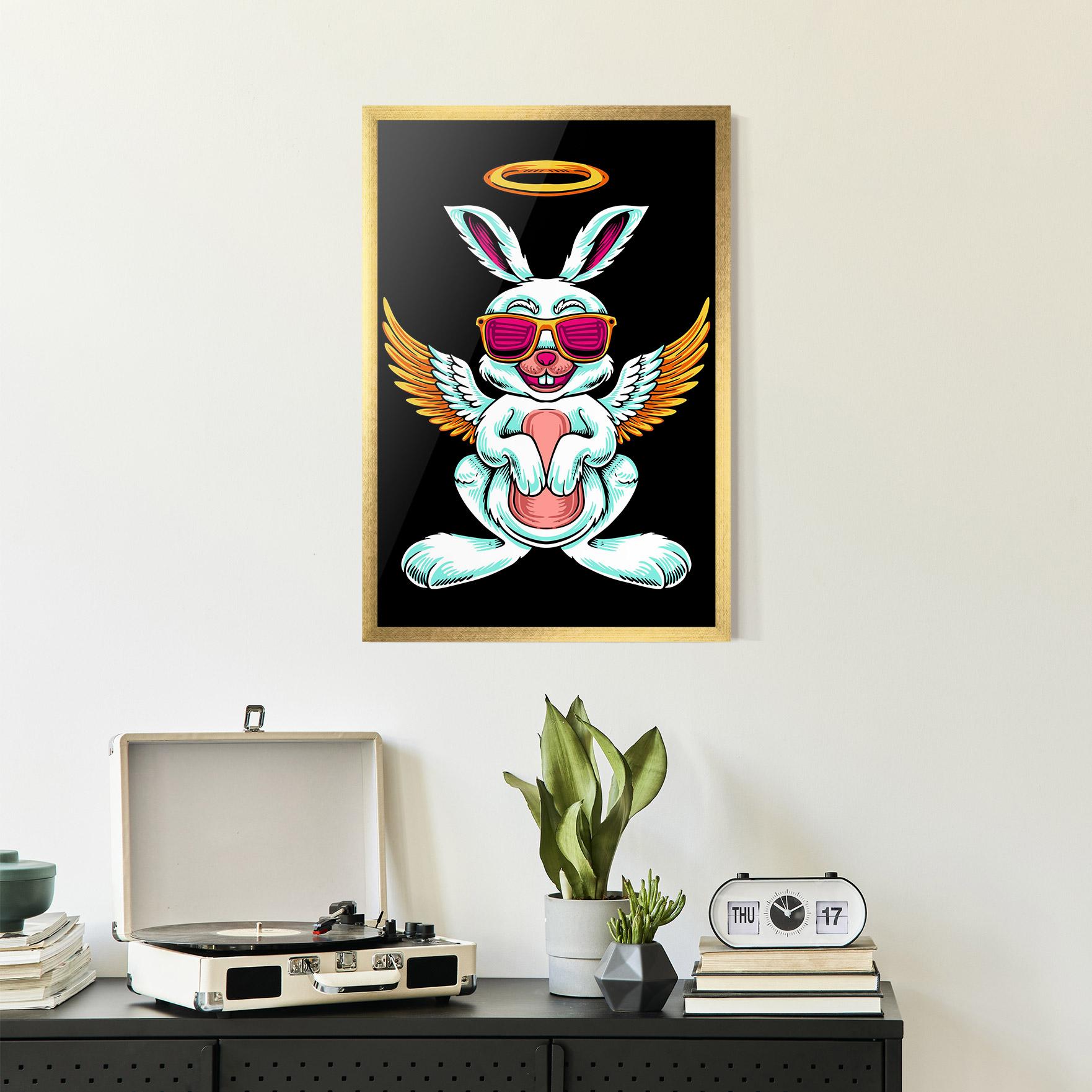 Plakat w Ramie Angel Cool Bunny mockup 2