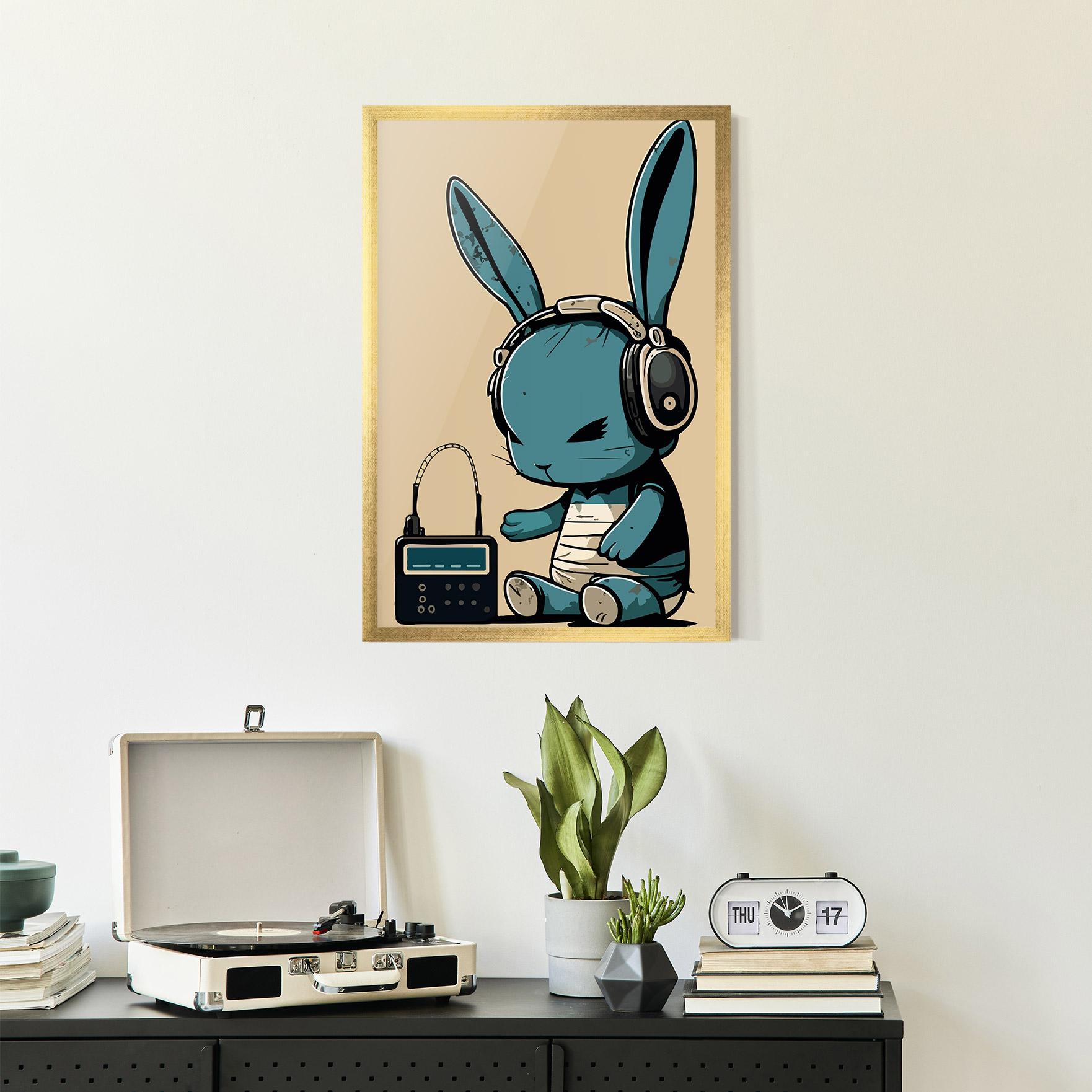 Plakat w Ramie Blue Baby Bunny mockup 2