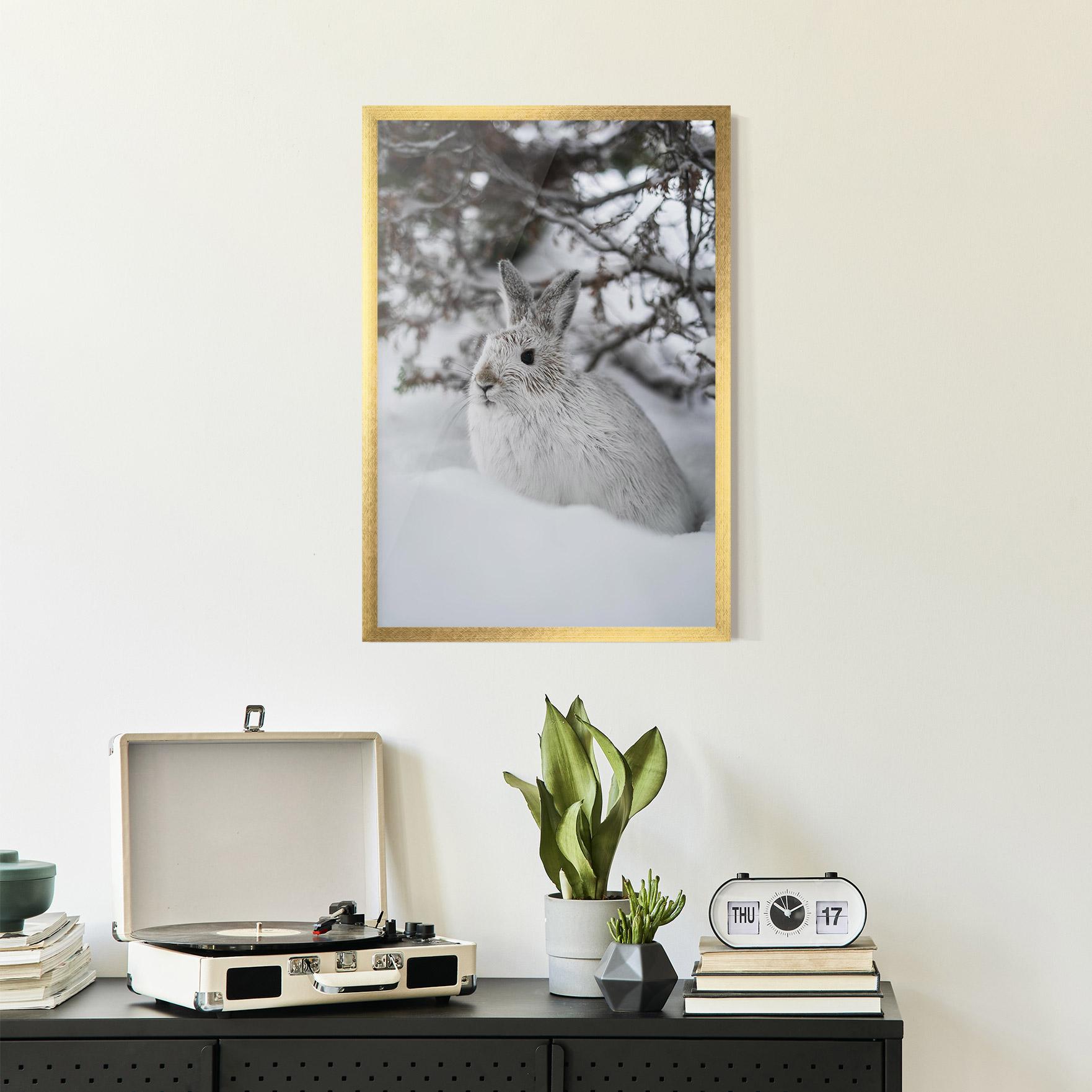 Plakat w Ramie Bunny In Snow mockup 2