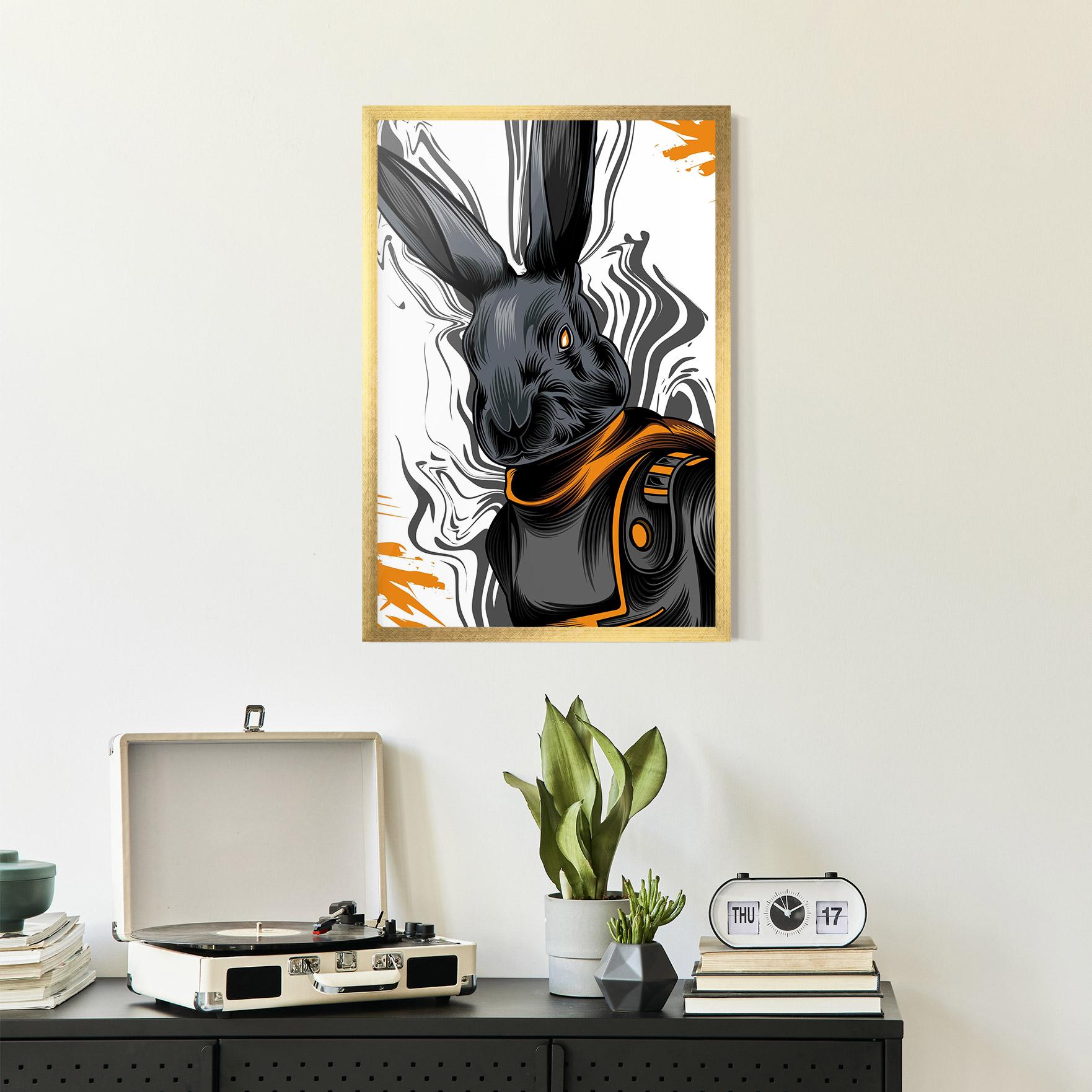 Plakat w Ramie Cyborg Yellow Bunny mockup 2