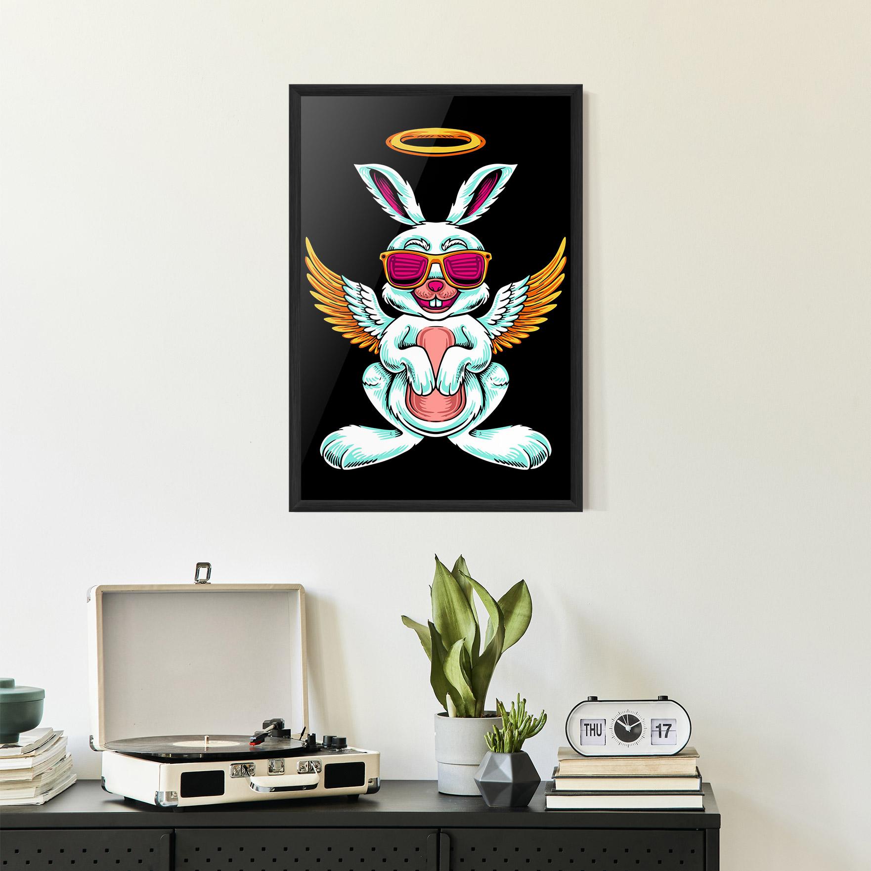 Plakat w Ramie Angel Cool Bunny mockup 2