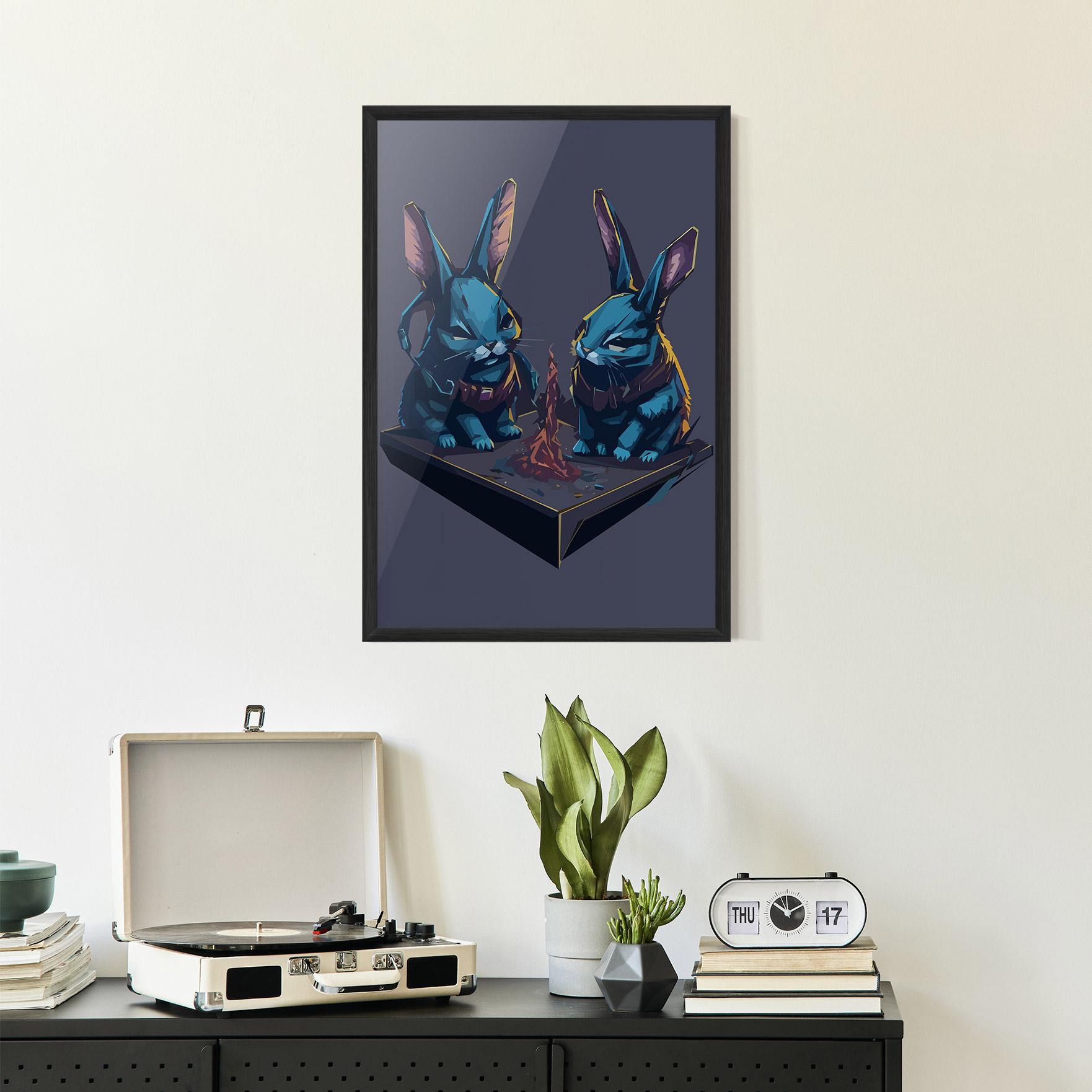 Plakat w Ramie Rabbit Headset mockup 2