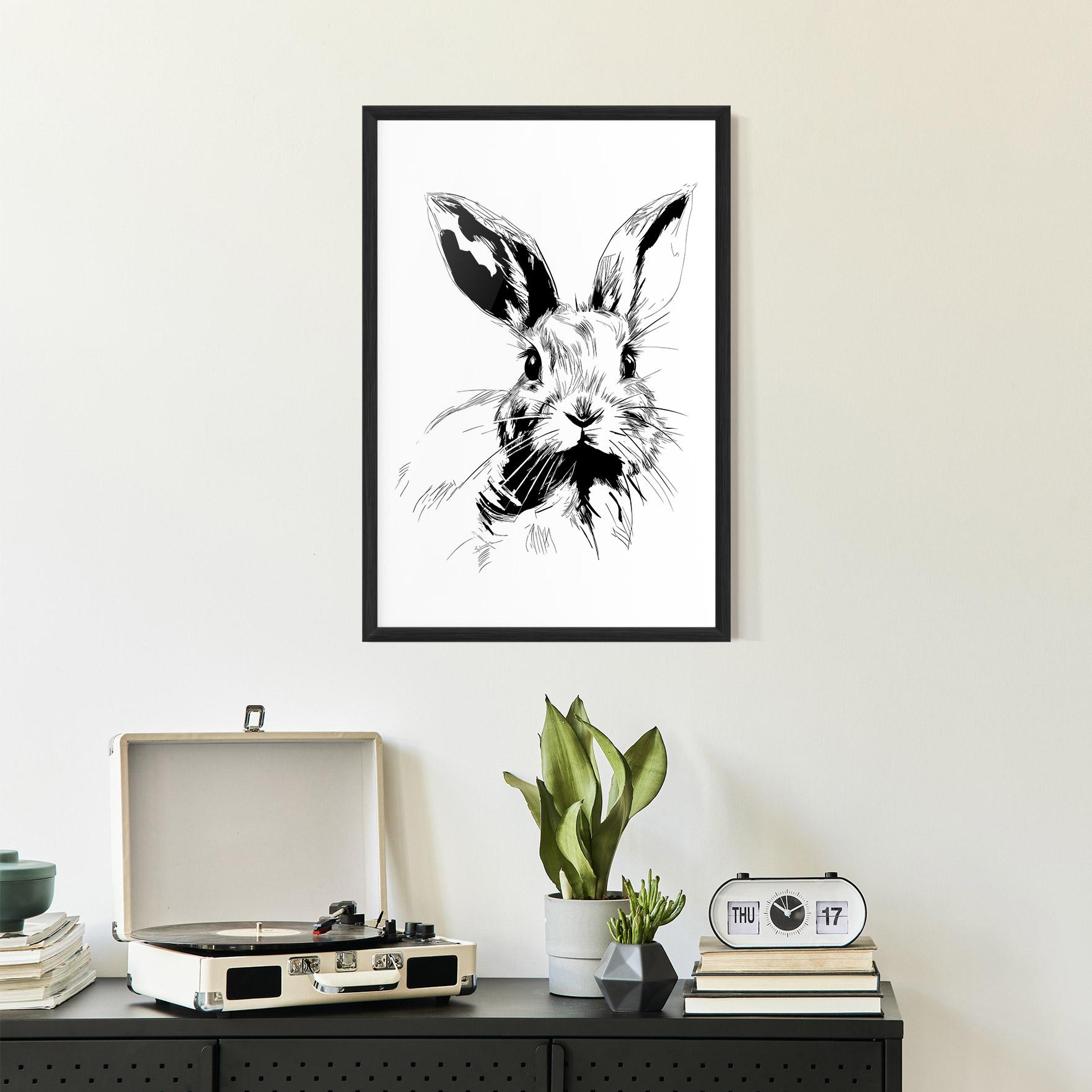 Plakat w Ramie Rabbit Looking mockup 2