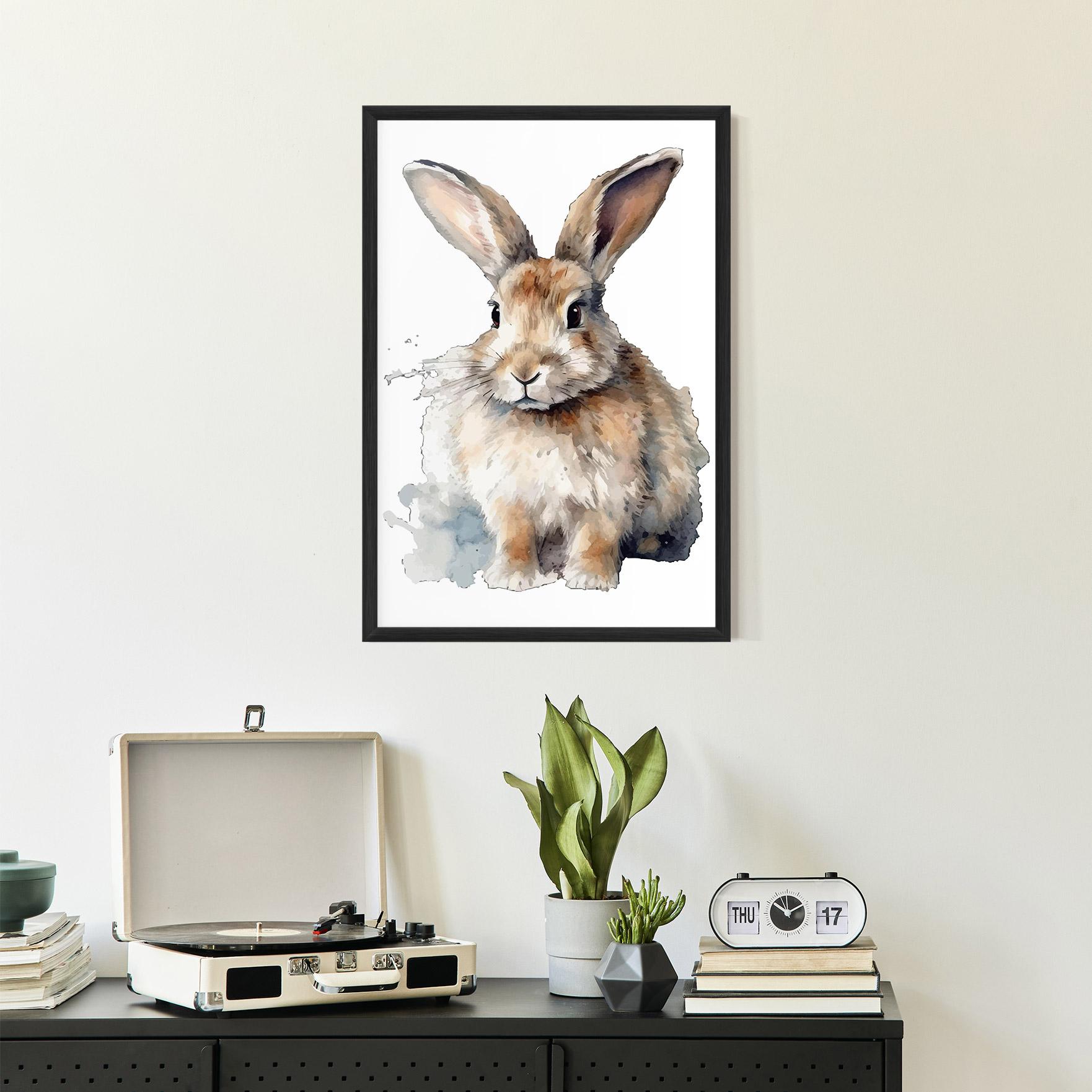 Plakat w Ramie Watercolor Cute Bunny mockup 2