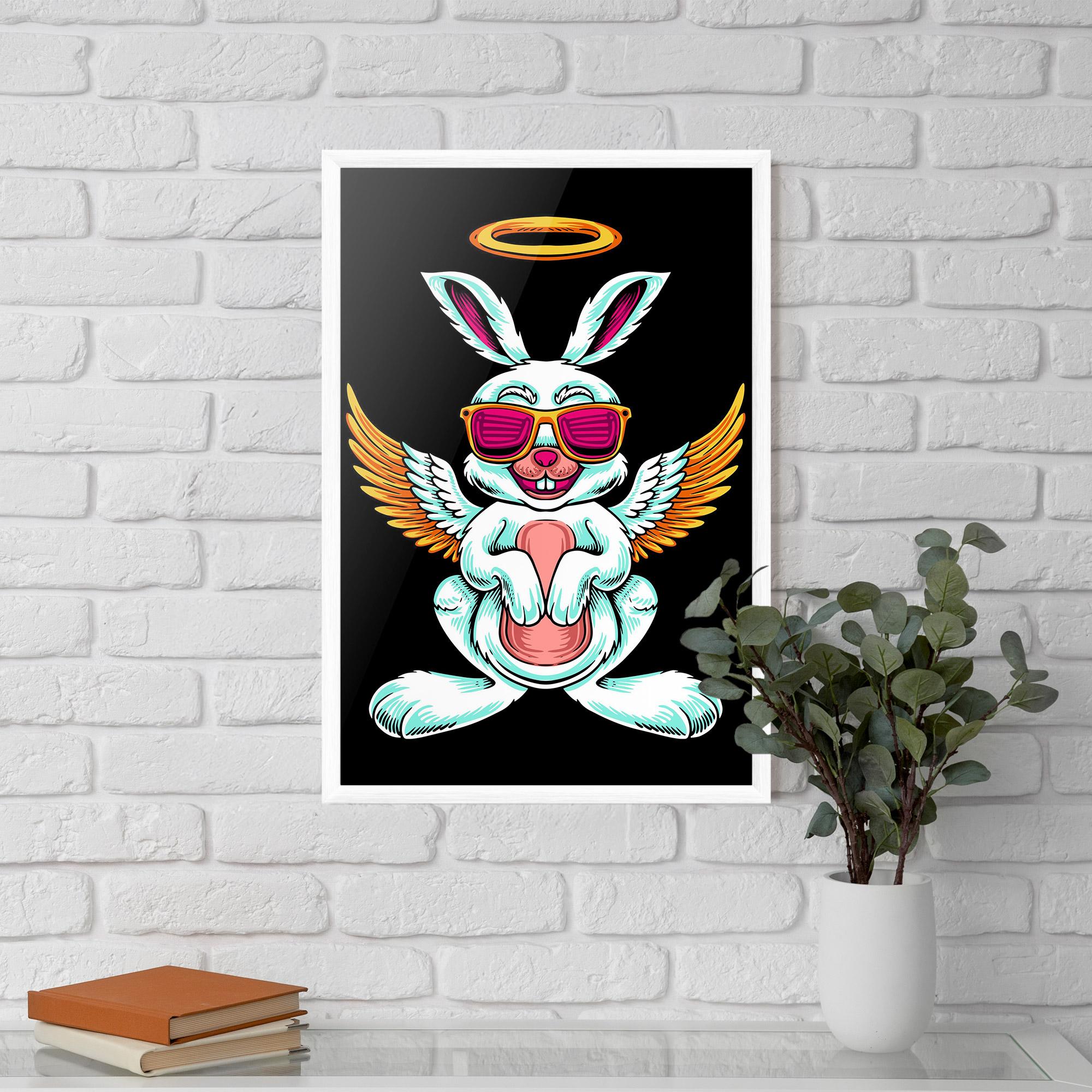 Plakat w Ramie Angel Cool Bunny mockup 5
