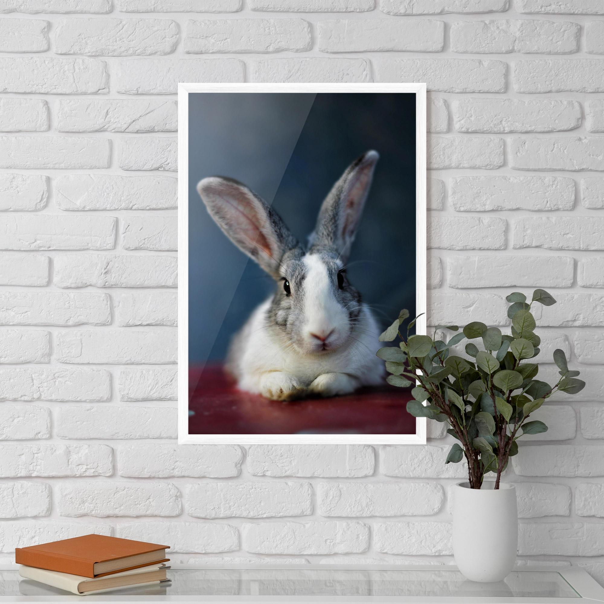 Plakat w Ramie Cute Grey Bunny mockup 5