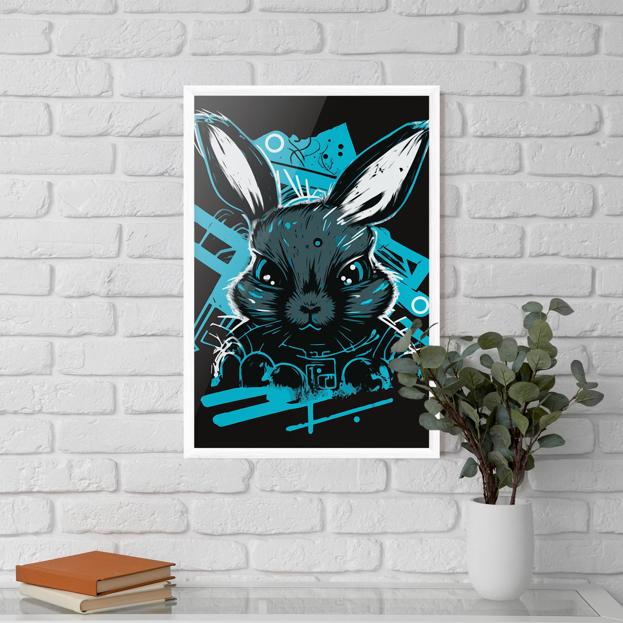 Plakat w Ramie Grey Blue Bunny mockup 5