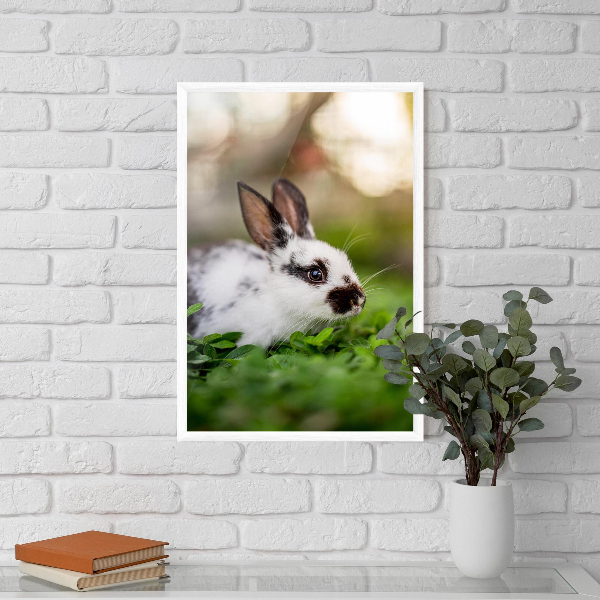 Plakat w Ramie White Black Bunny mockup 5